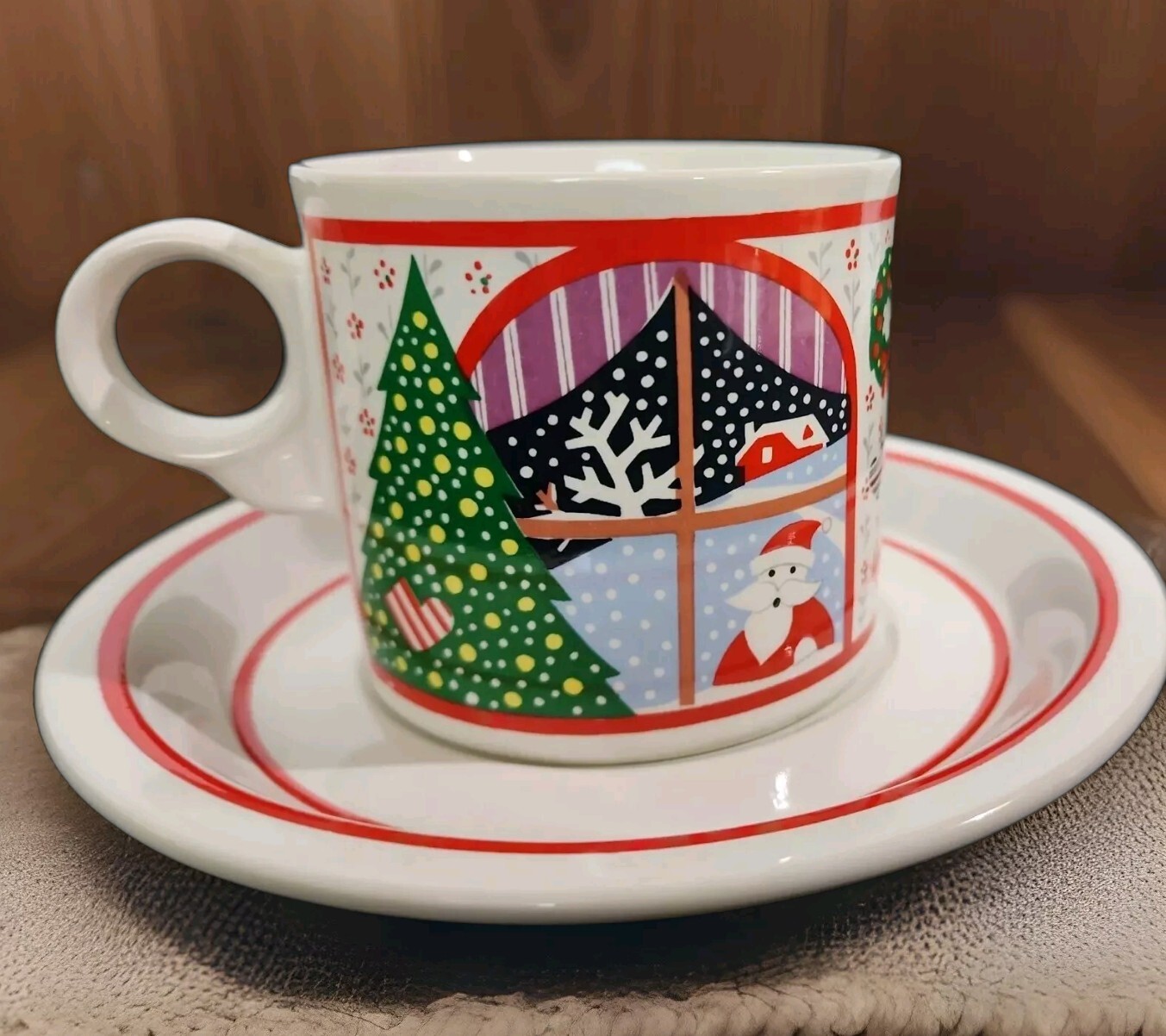 Twas The Night Before (#8100) by Epoch Mug and saucer set Christmas 1980’s