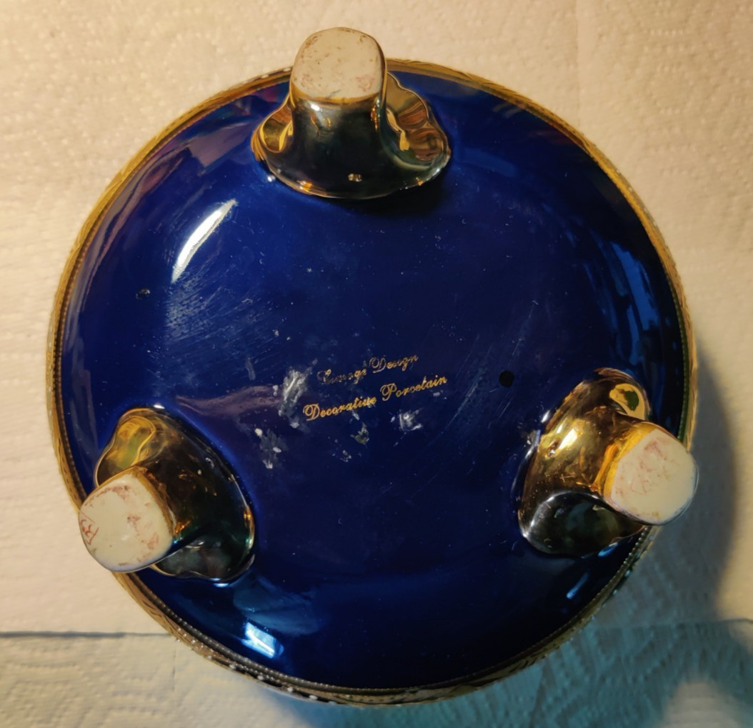 Limoge Design Decorative Porcelin Bowl 8″ round x 6-1/2″ H