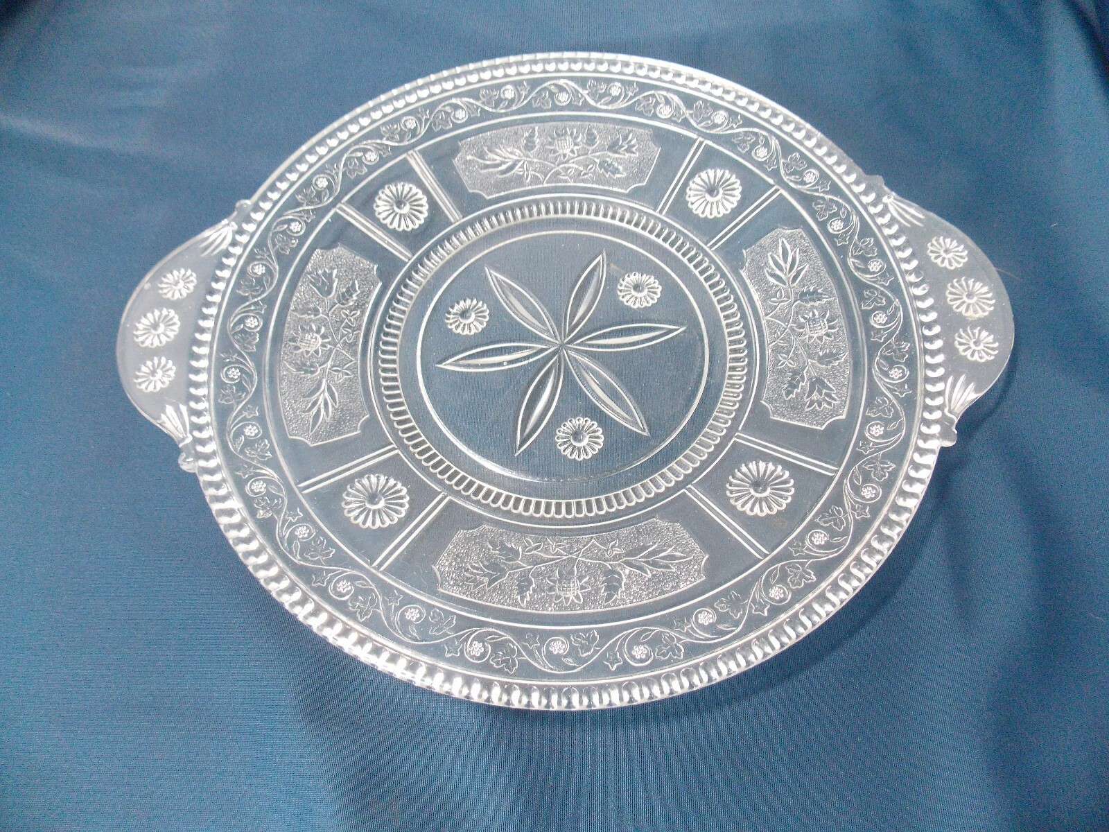 1882 EAPG Pattern Glass Serving Plate Bryce Crystal Wreath/Willow Oak
