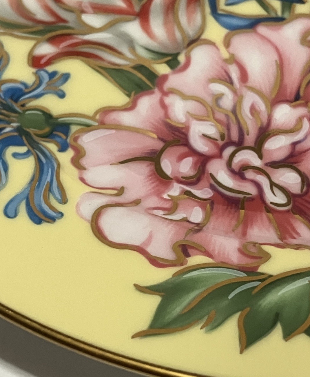 Fitz And Floyd Salad/ Bread Plates (4) Floral Porcelain Gold Trim 7.5 Inches