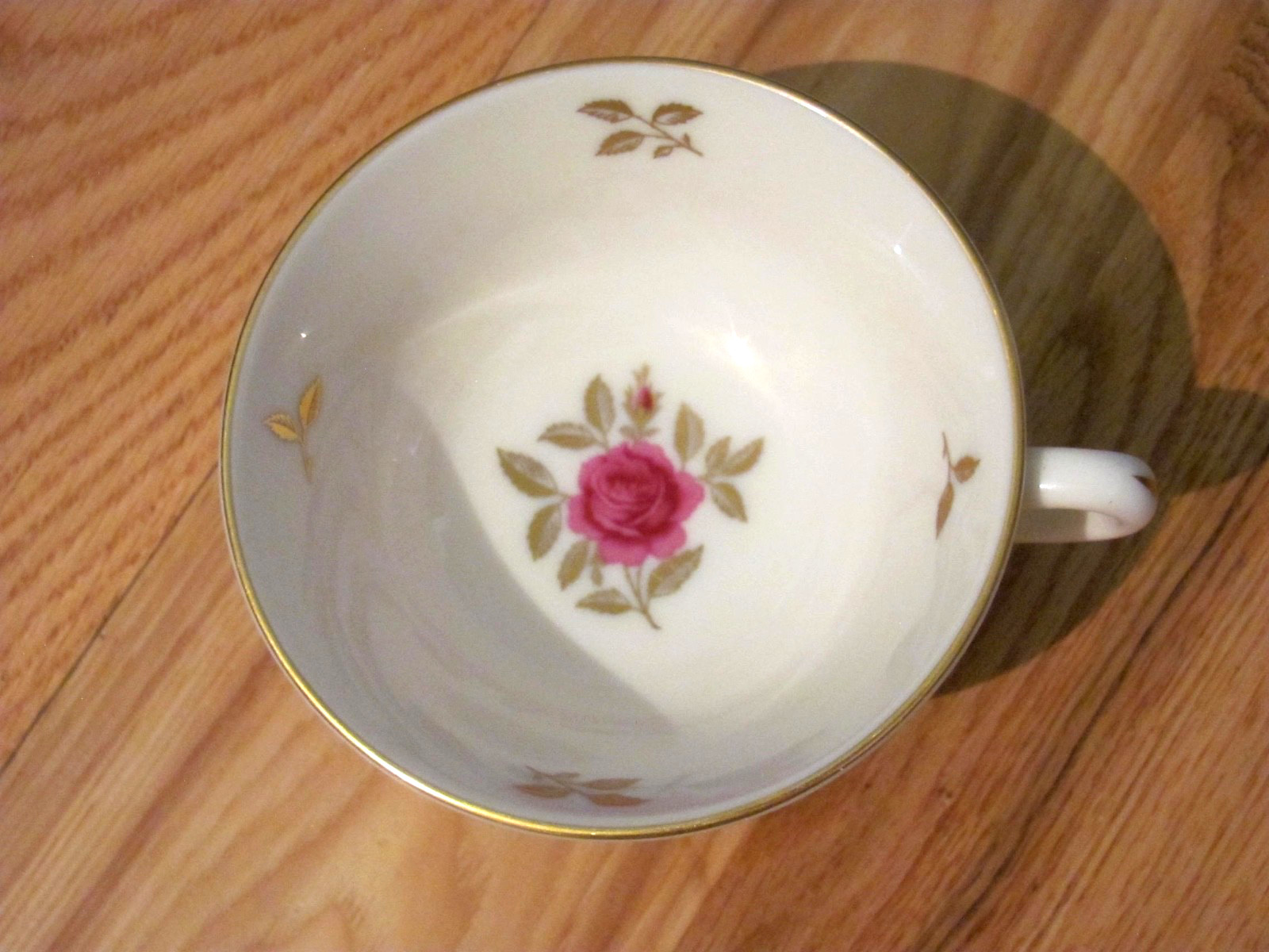 LENOX Rhodora Footed Cup Ivory Roses Gold Trim Height: 2 1/8 in Width: 4 1/8 in