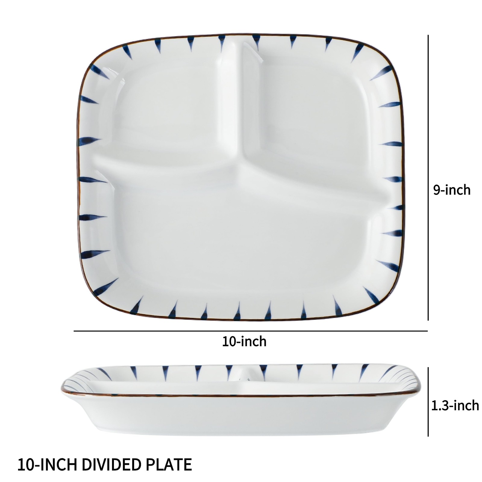 Acyhggi Ceramic Divided Porcelain – 10 Inch Breakfast Lunch Bowl Portion