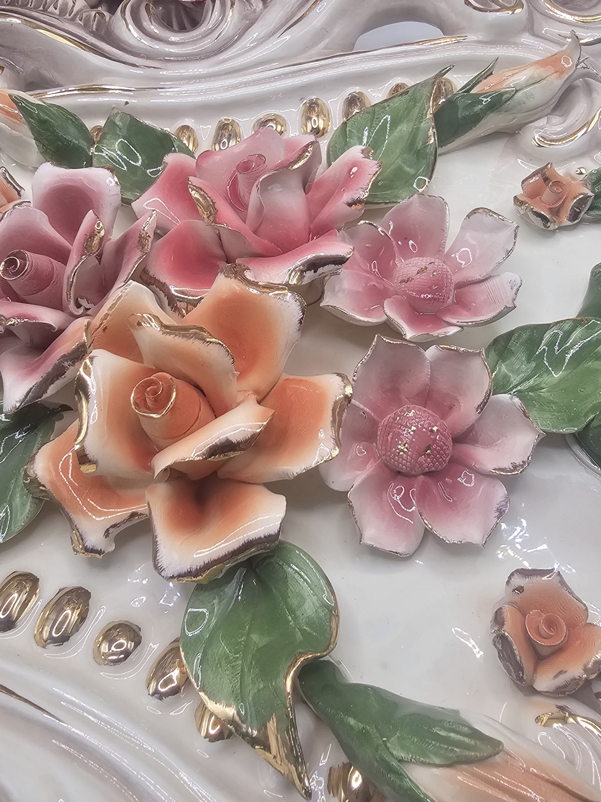 Pair of Beautiful Vintage Capodimonte Wall Art