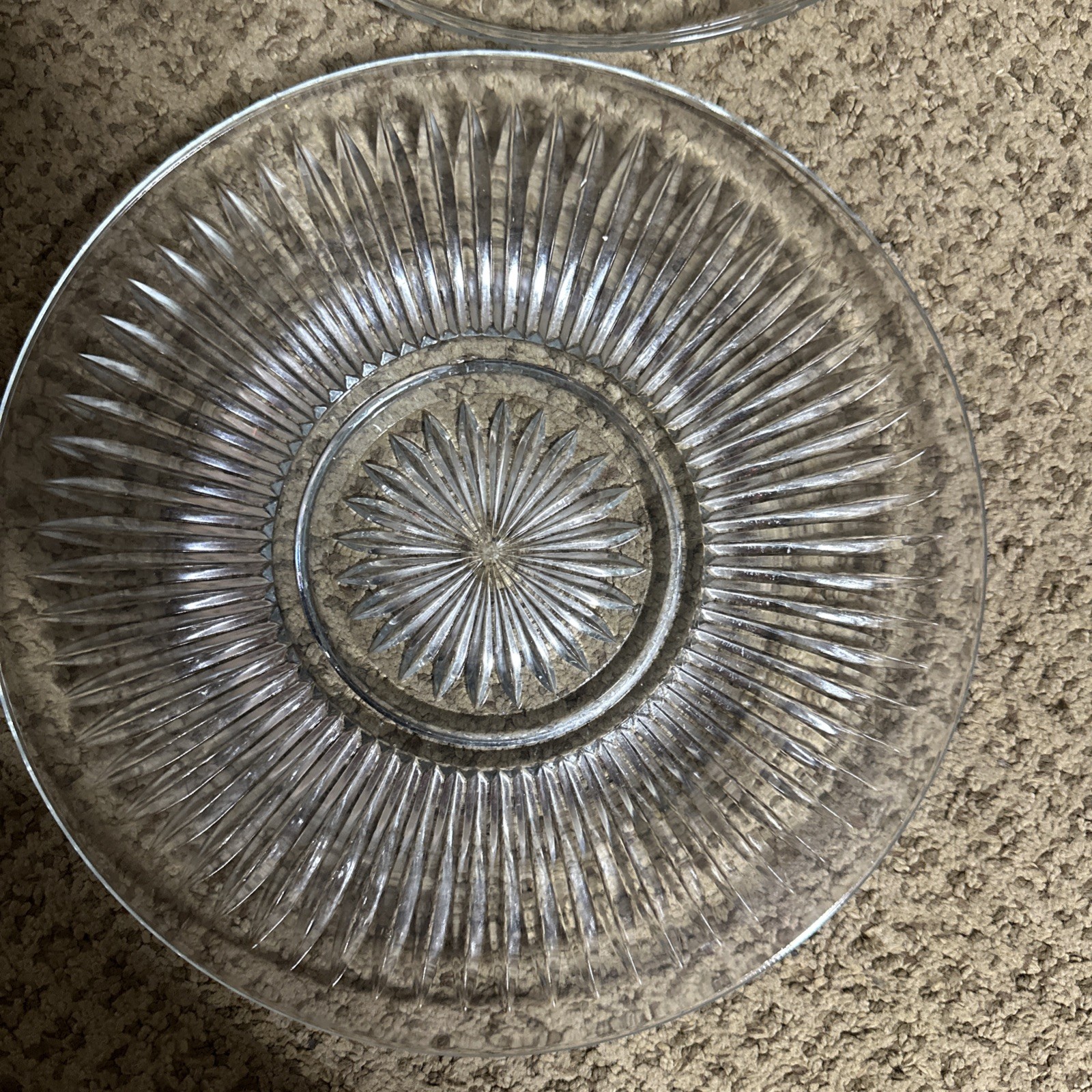 Vintage 10” Clear Glass Starburst Pattern Plate KIG Indonesia/4