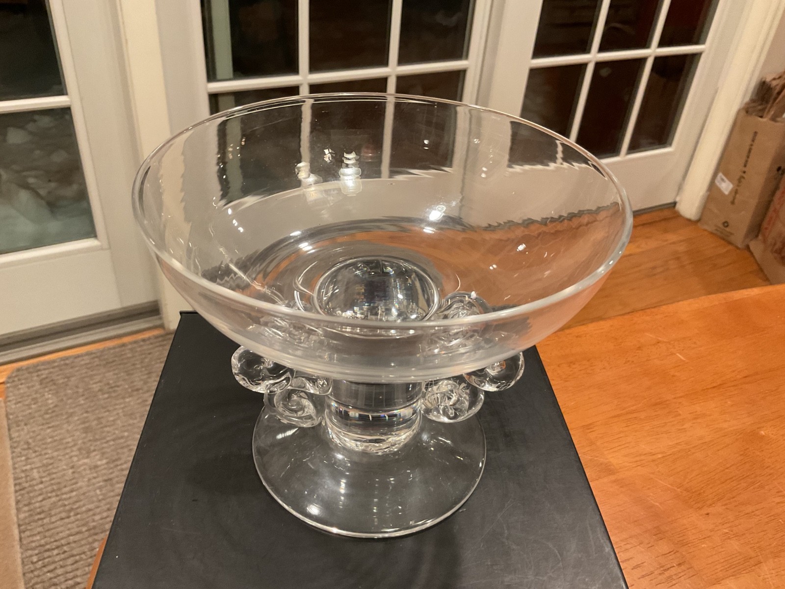 SIMON MOORE SIGNED / DATED CONTEMPORARY STUDIO ART GLASS COMPOTE DATED 1992