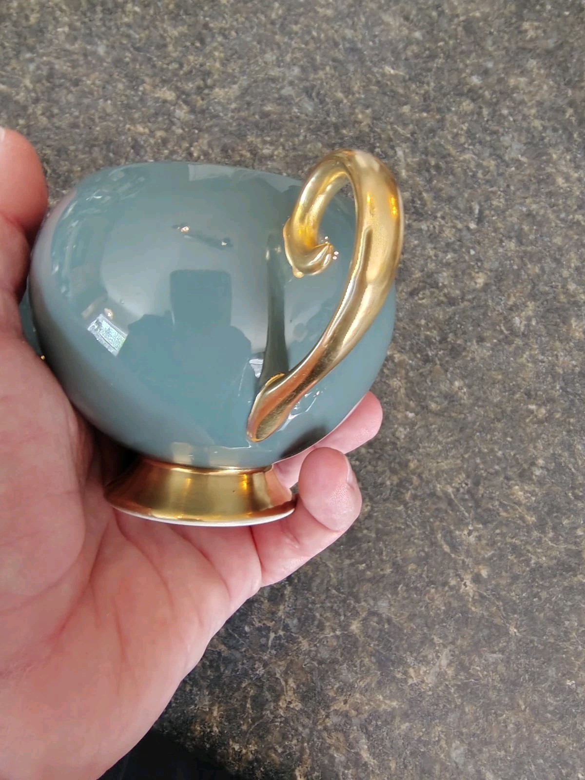 Flintridge Sugar Bowl and Creamer Gold Trim Ceramic