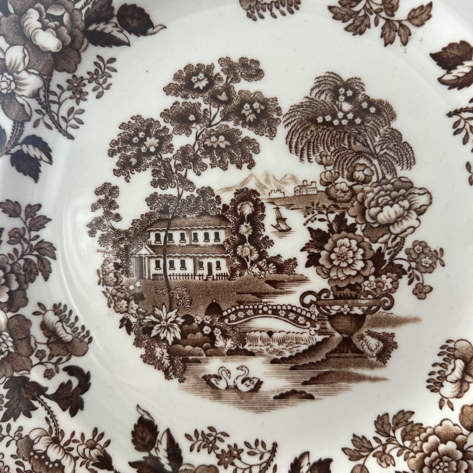 Vintage Staffordshire Meakin TONQUIN 10” Dinner Plate Transferware Brown