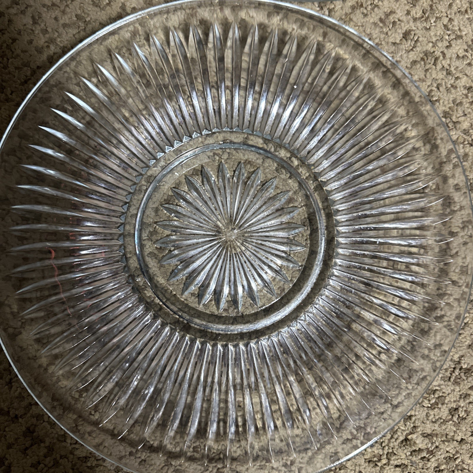Vintage 10” Clear Glass Starburst Pattern Plate KIG Indonesia/4