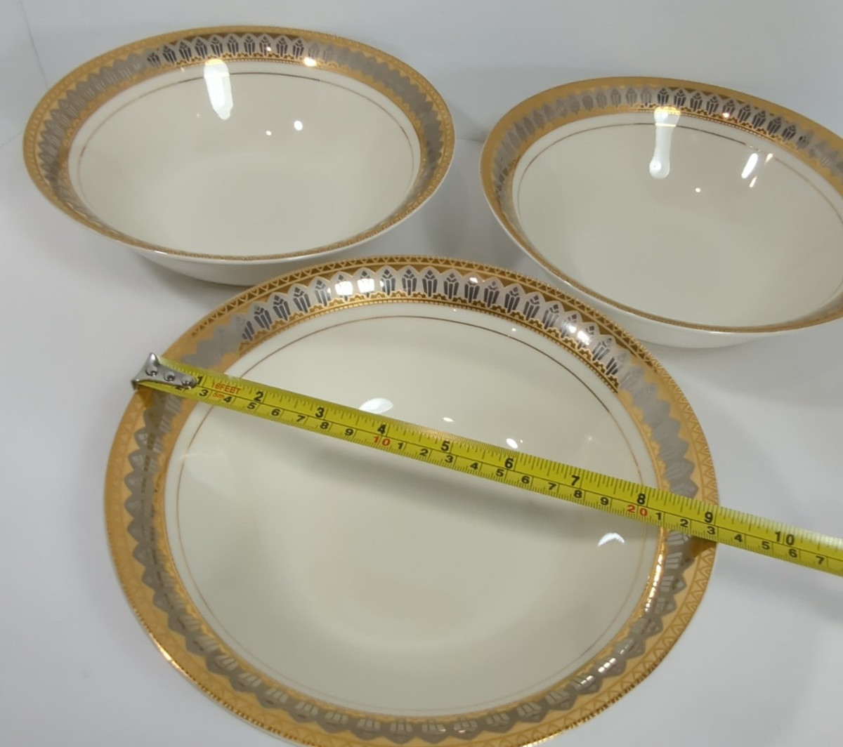 Set of 3 Vintage 1994 Macy’s Royal Gallery San Marco 9″ Gold Trim Serving Bowls