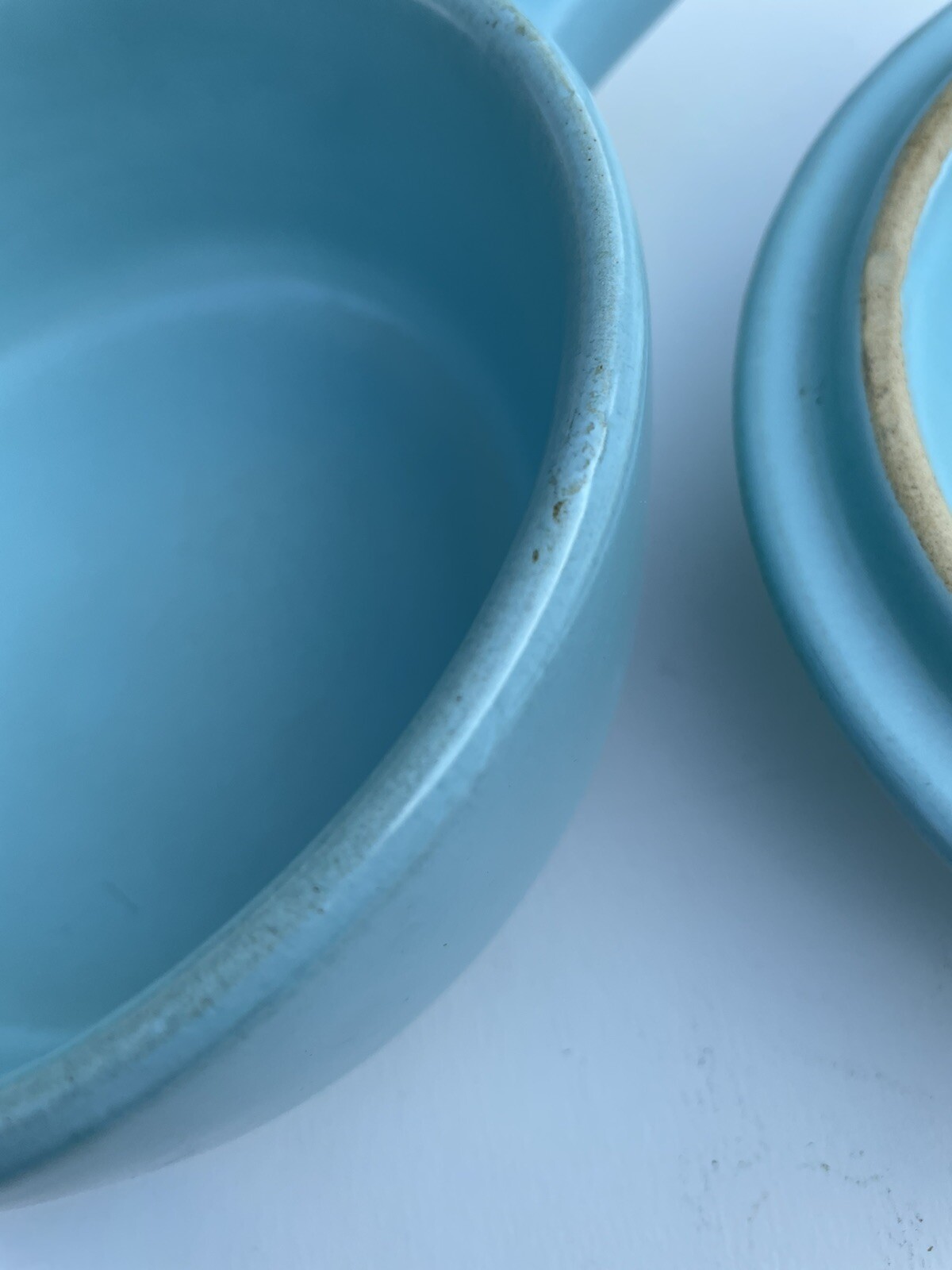 1 La Solana Pottery Aqua Blue w Handle & Lid Dip Chili Soup Bowl Baking Dish