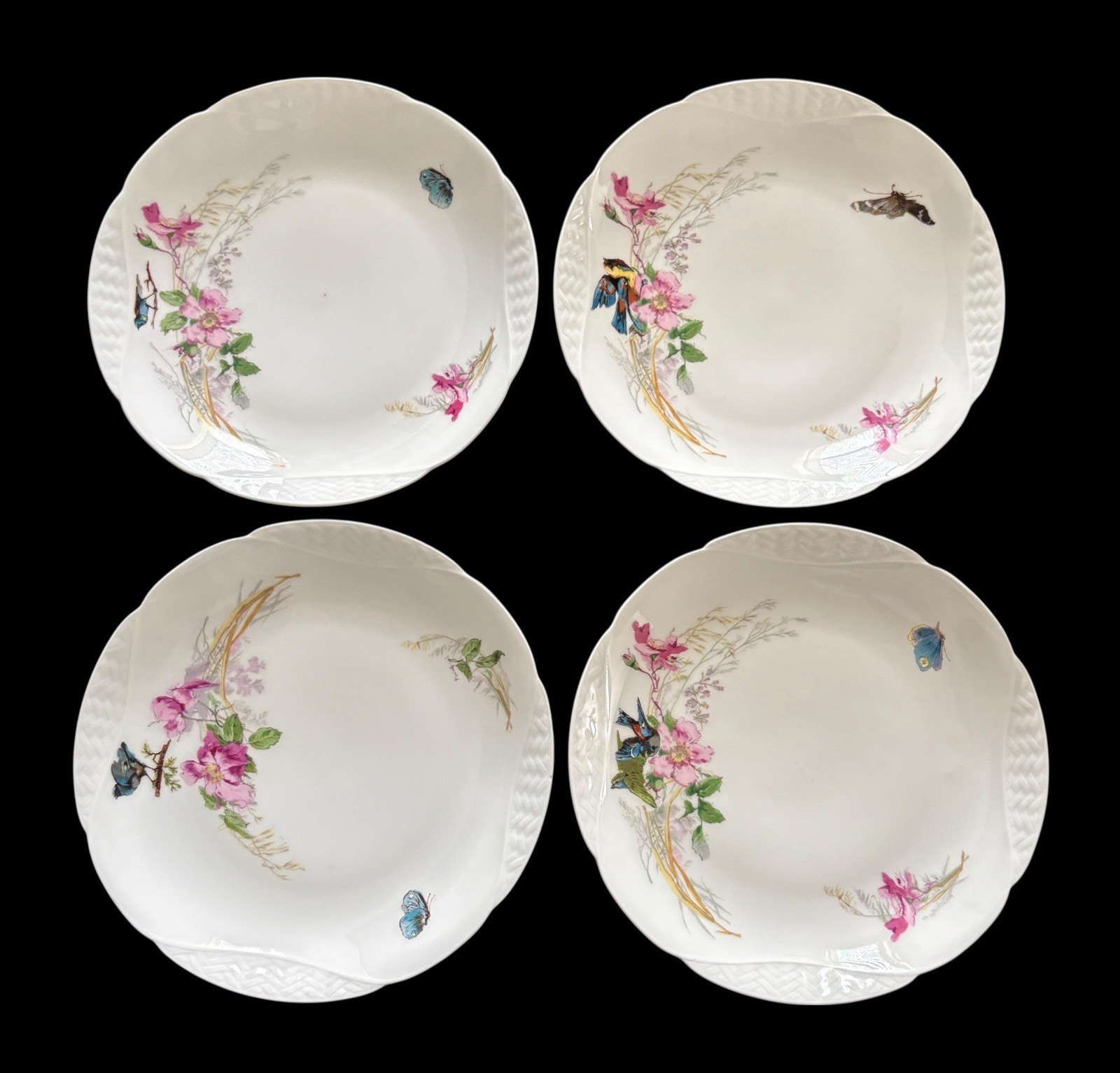 Vintage Haviland Limoges H & Co Meadow Visitors 7.5” Luncheon Plates Excellent