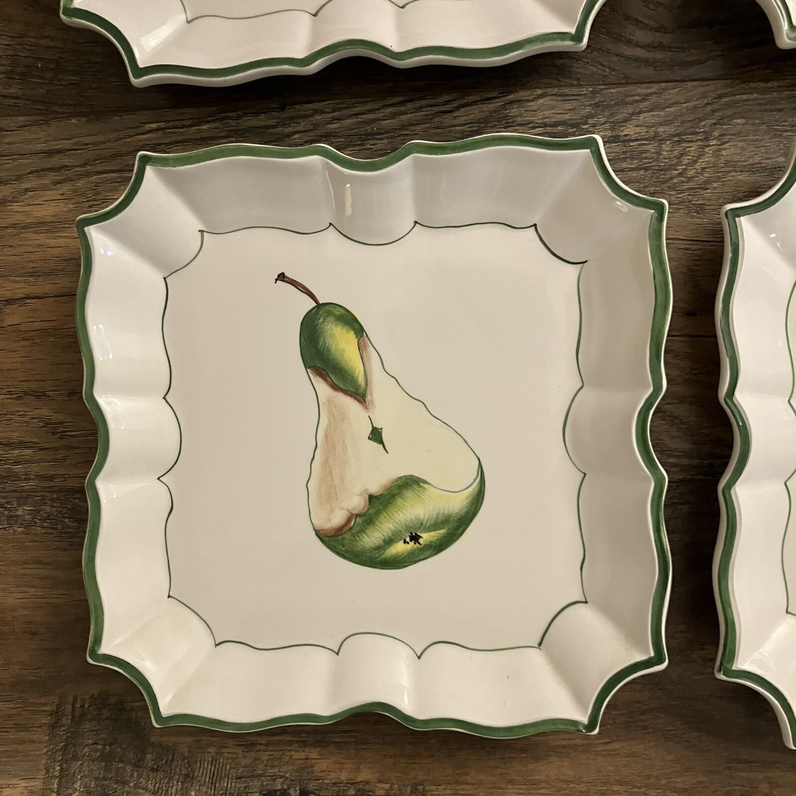 Vintage Set 4 Vietri Disappearing Pear Wall Hanging Plates 8 3/4″ each