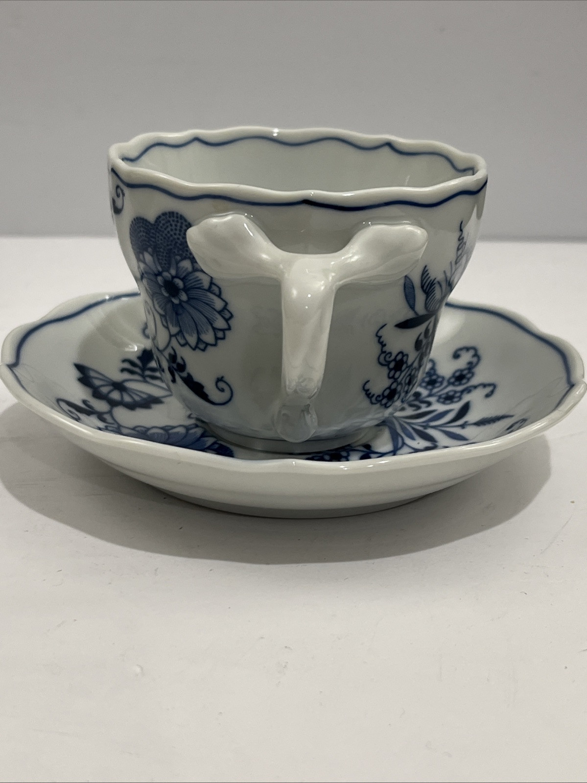 Blue Danube China Set Cup And Saucer w/ Ribbon / Banner Logo