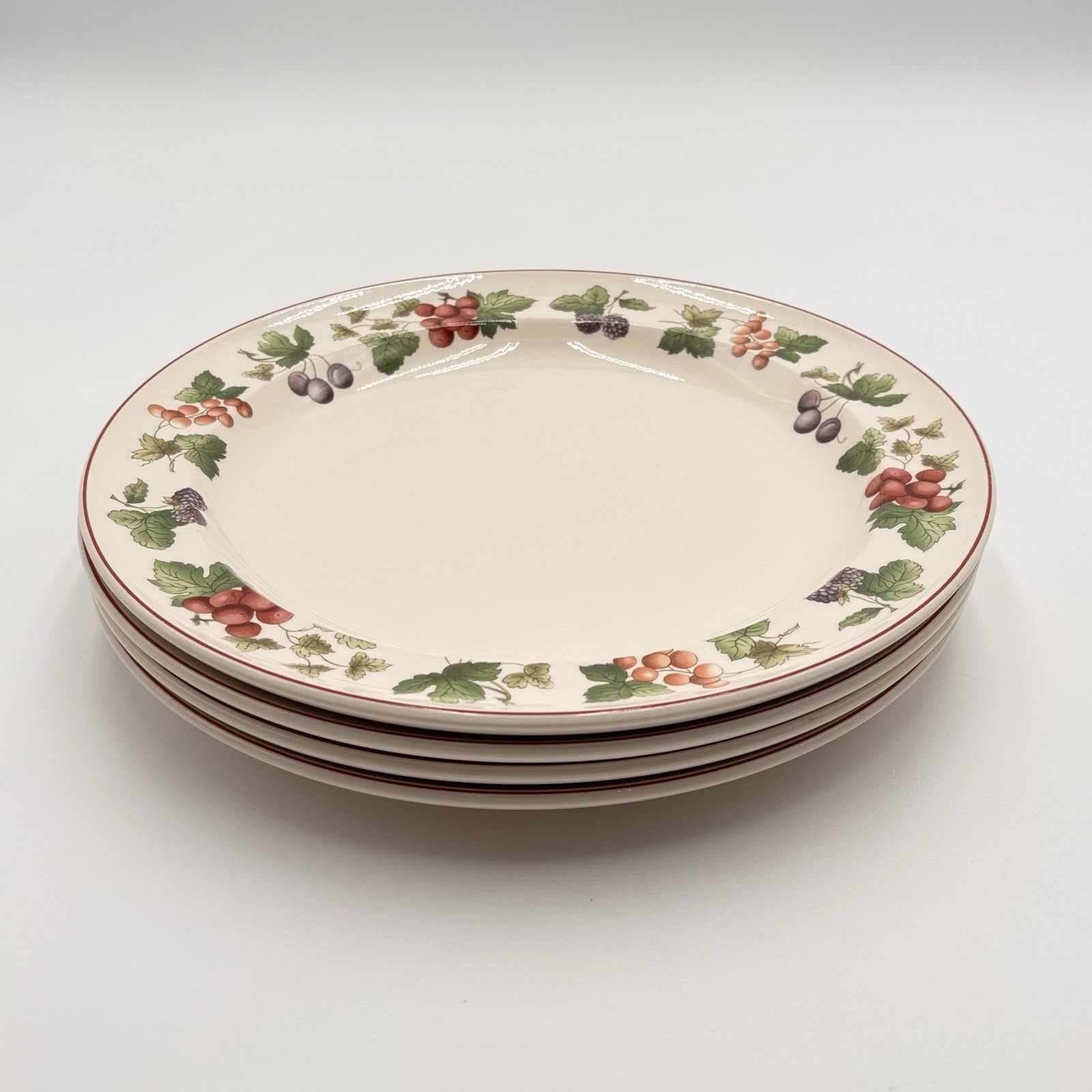 Vtg Wedgwood Provence Queen’s Ware Dinner Plates Set Of 4 Fruits Border England