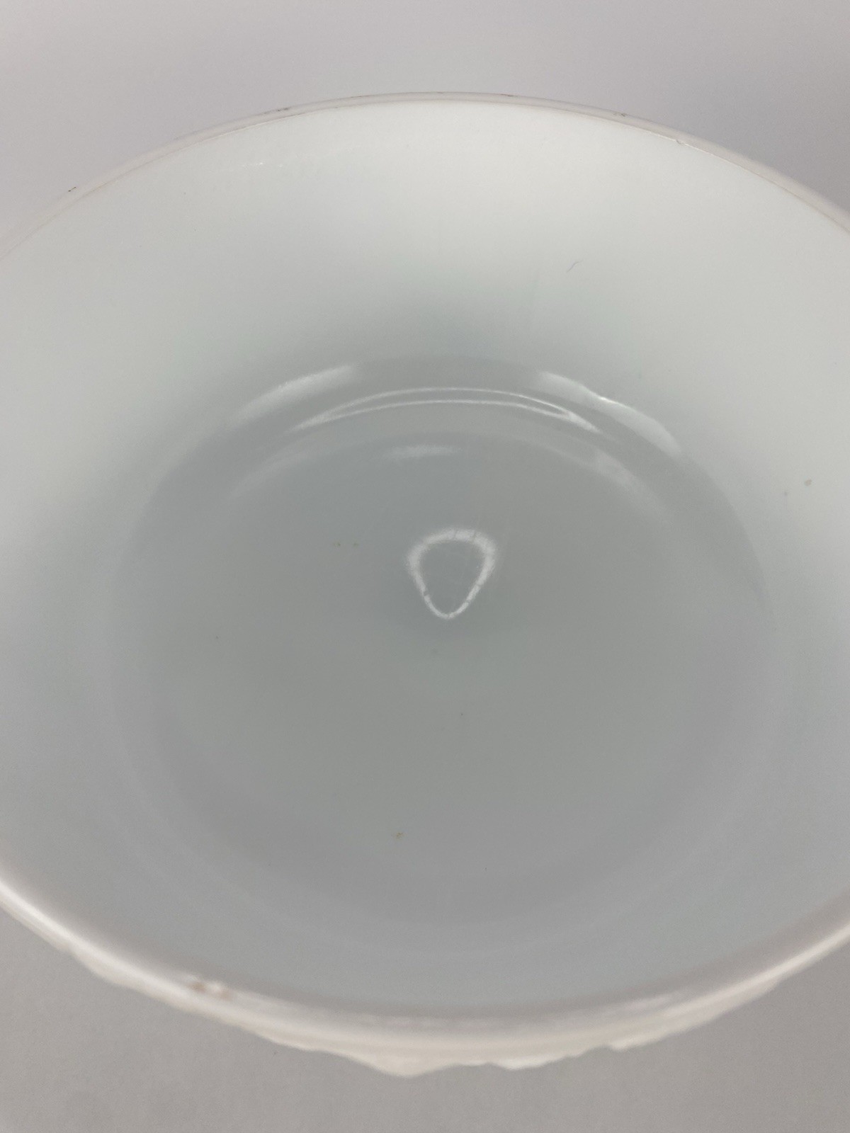 FTD Milk Glass Pedestal Bowl White Floral Compote Dish Vintage Discoloration