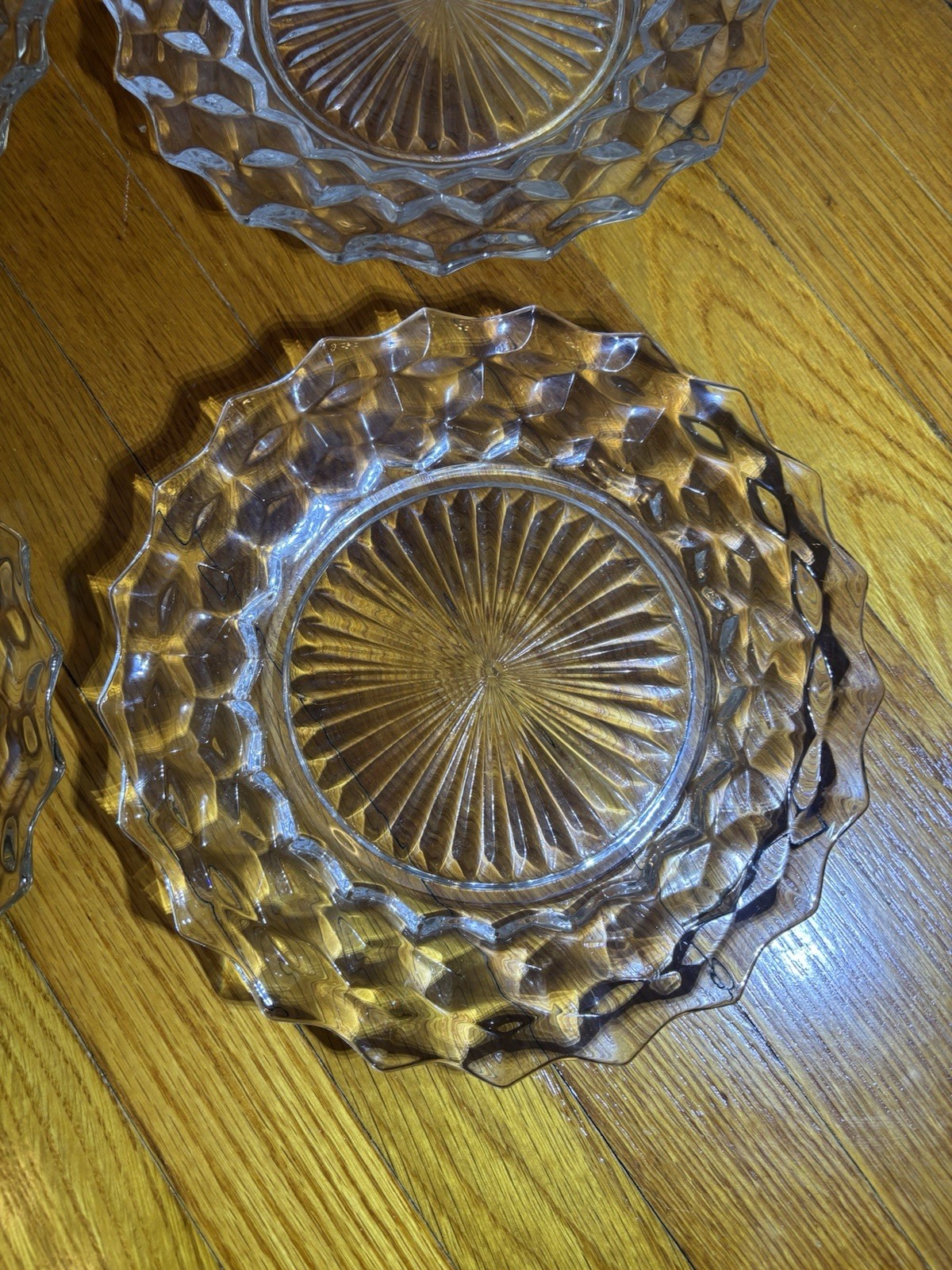 Set of 4 Fostoria American 9 1/2″ Dinner Plates Cube Cubist Square