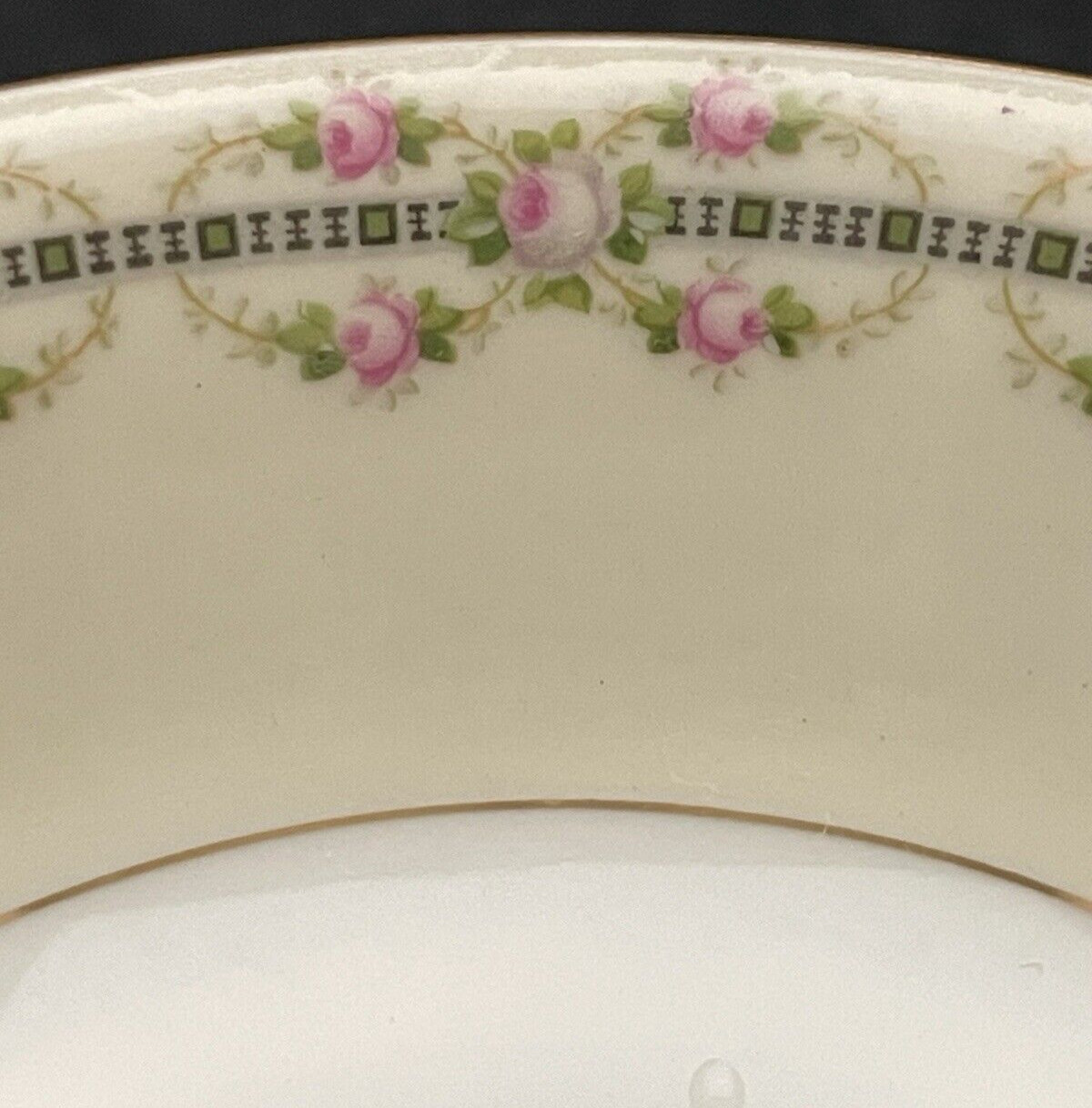 HW Crown Bohemian Rose Vines Handled Soup Cups 2pc Set Czechoslovakia 5″dia