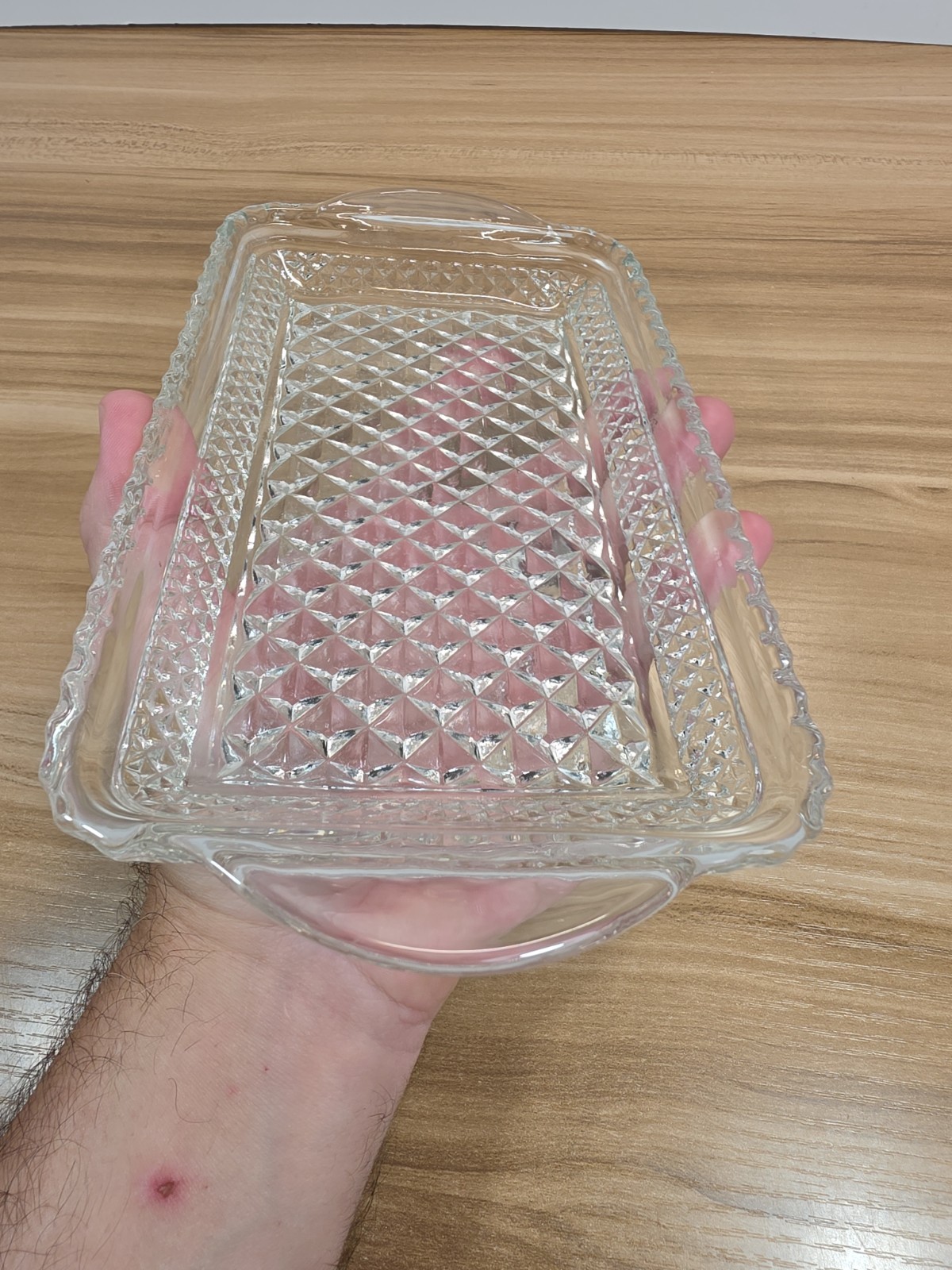 Anchor Hocking Wexford Rectangular Relish Tray 9.75″ x 5″ Diamond Pattern