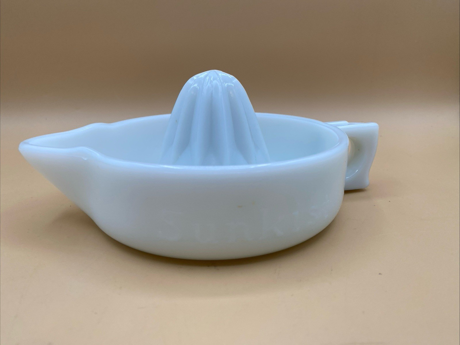 Vintage White Milk Glass Sunkist Reamer/Juicer Small Chip On Handle See Picture