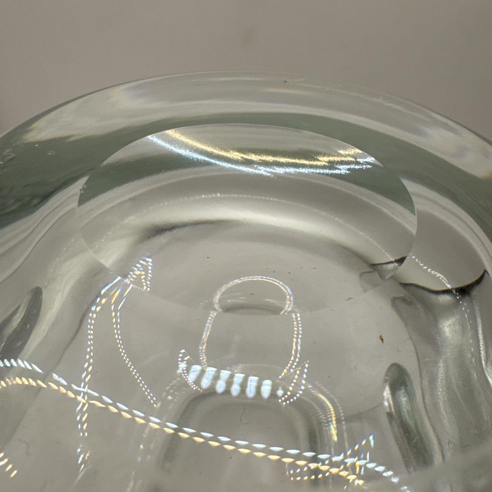 Vintage Blenko Style Clear Hand Blown Glass Pitcher 9″ High Polished Pontil Base