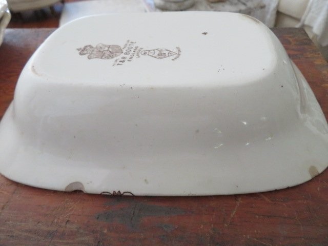 GORGEOUS Old Vintage WHITE BROWN Transferware IRONSTONE DISH Bowl Boote England