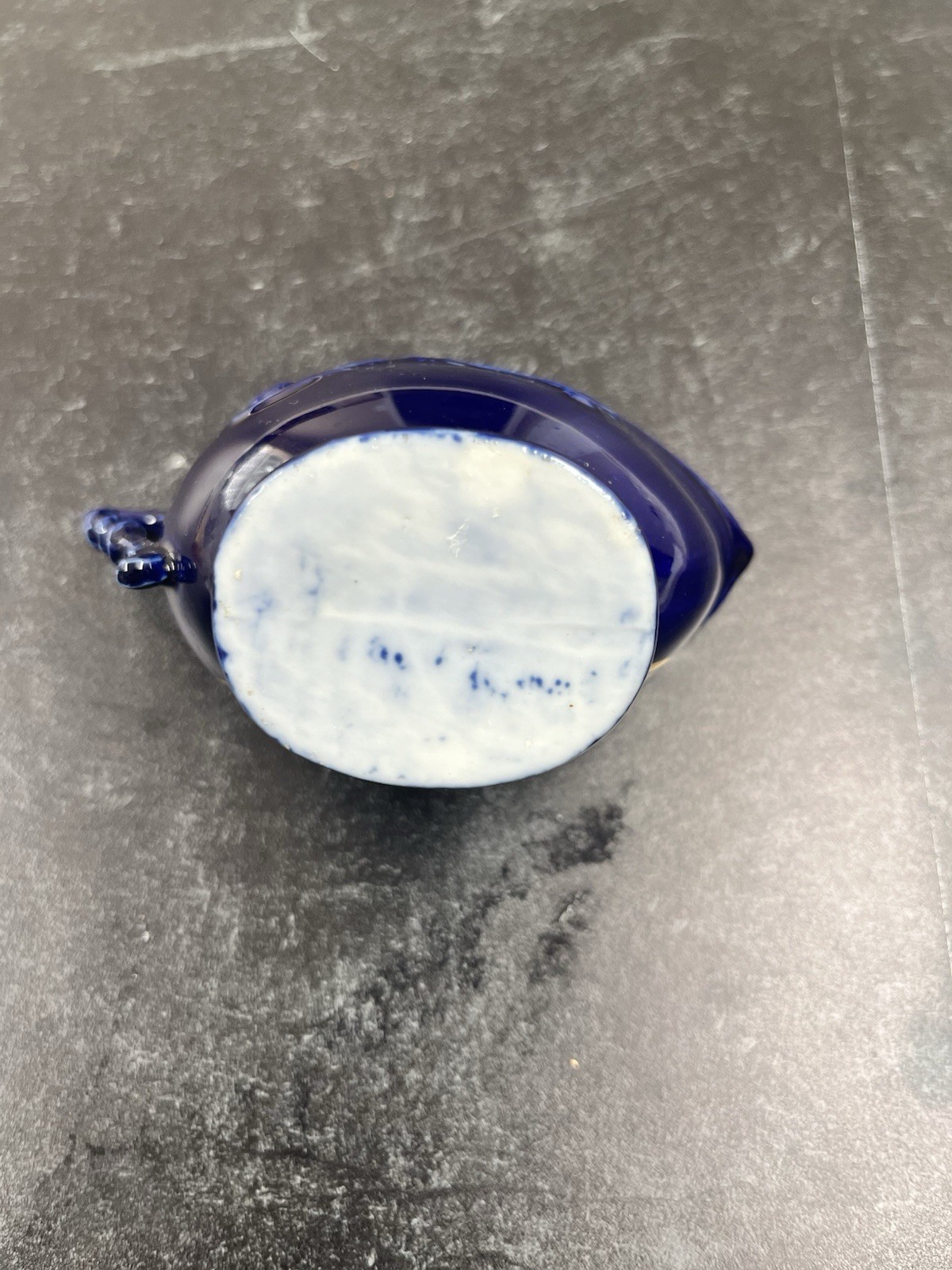 Vintage Cobalt Blue Ceramic Creamer with Welsh Costumes Transferware