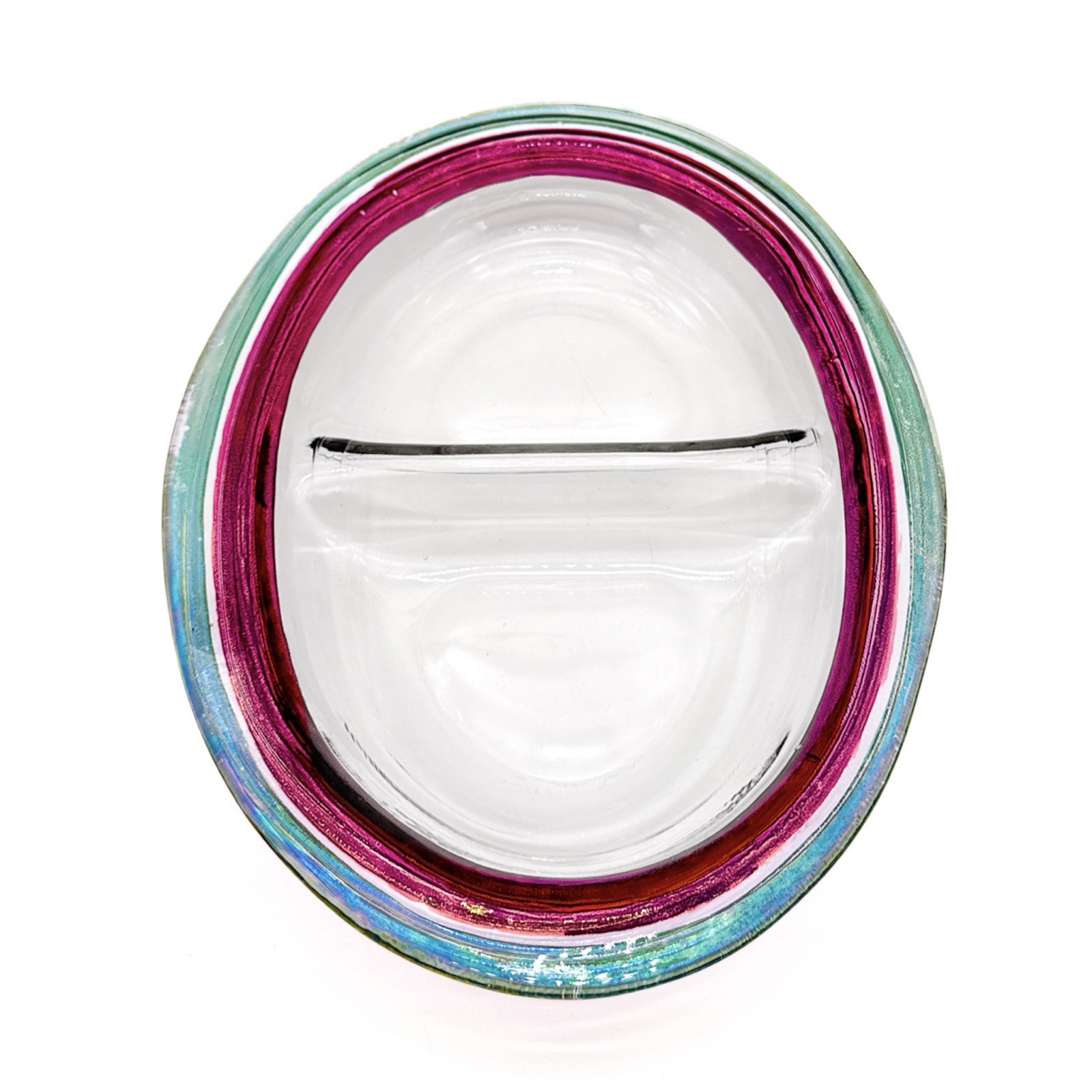 Vtg. Pfaltzgraff Juniper Hand Blown Italian Glass 15.25″ Divided Serving Platter