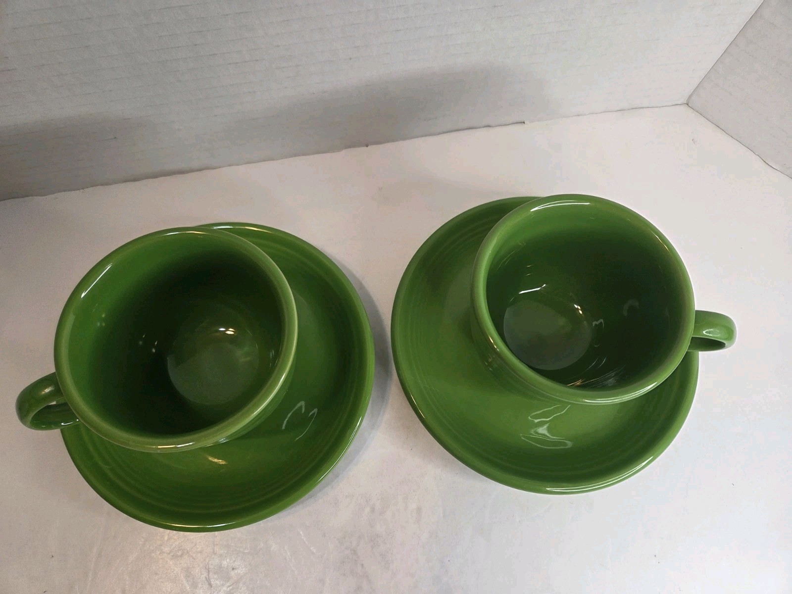 Fiestaware Shamrock Green 2 Cups and Saucers Homer Laughlin Fiesta