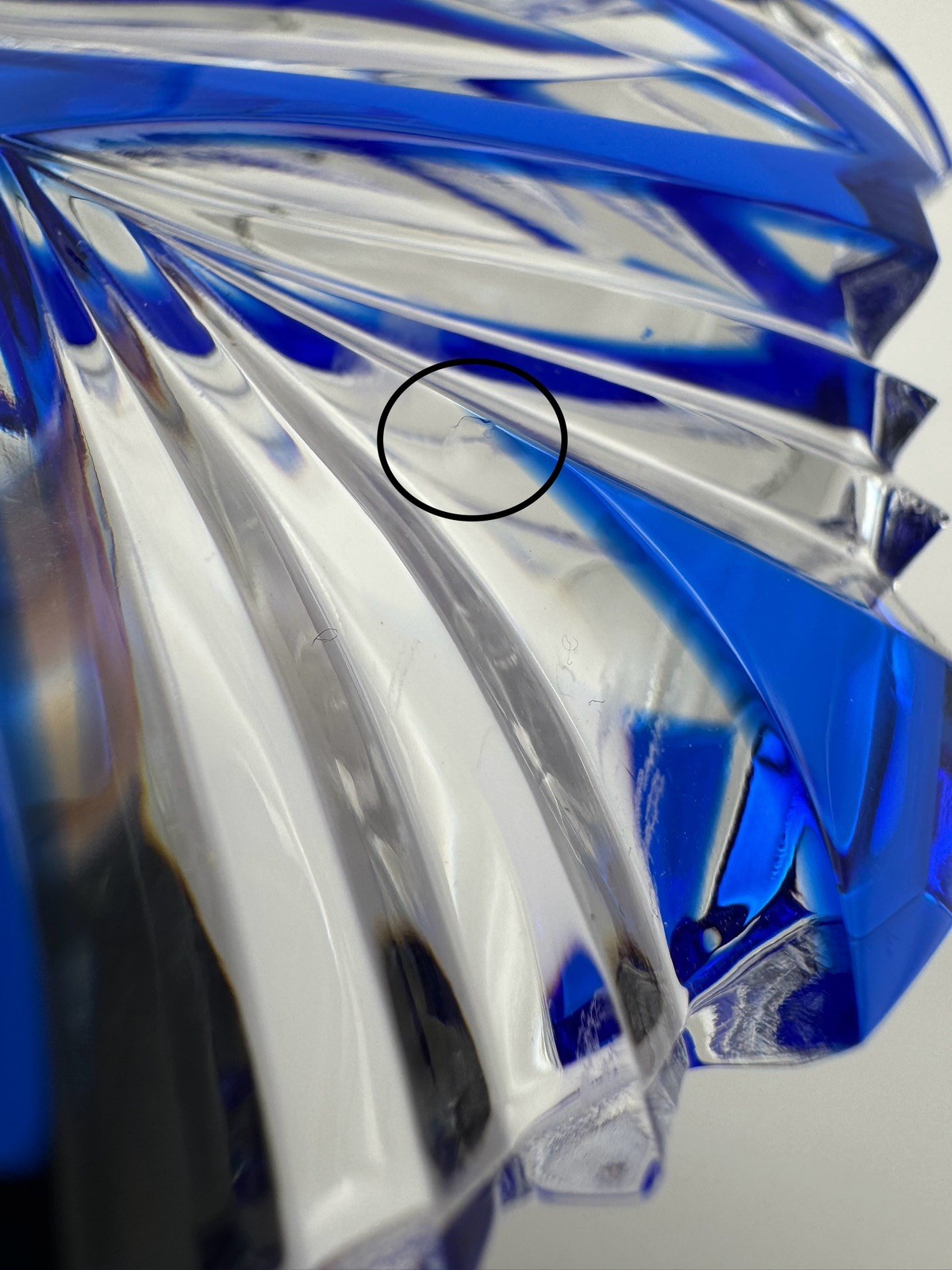 Bohemia Czech Cobalt Blue Cut to Clear Crystal Plate Charger Starburst