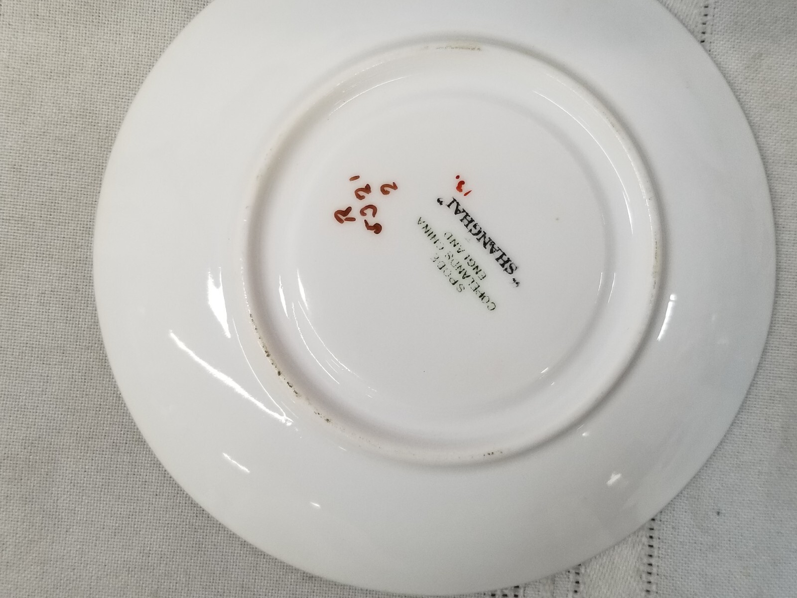 2 Spode England Shanghai Saucers Gold Trim 4 9/16″