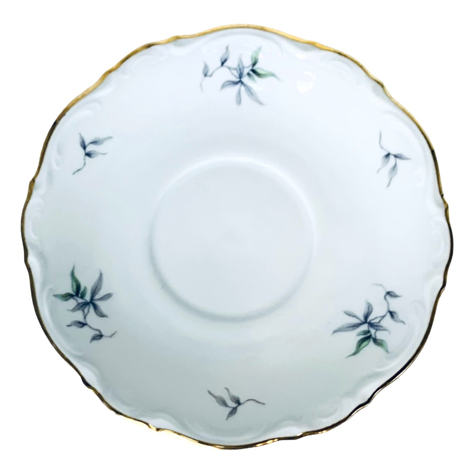 Mitterteich GREEN MING 9901 Flowers Gold Scalloped Saucer Bavaria Germany NEW