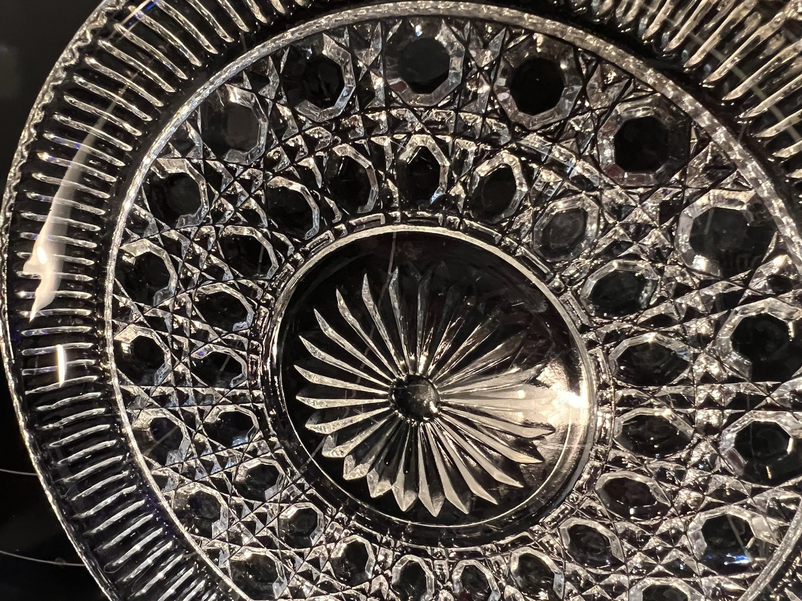 Vintage Federal Glass Windsor Clear Plate Platter Button & Cane Pattern 9″