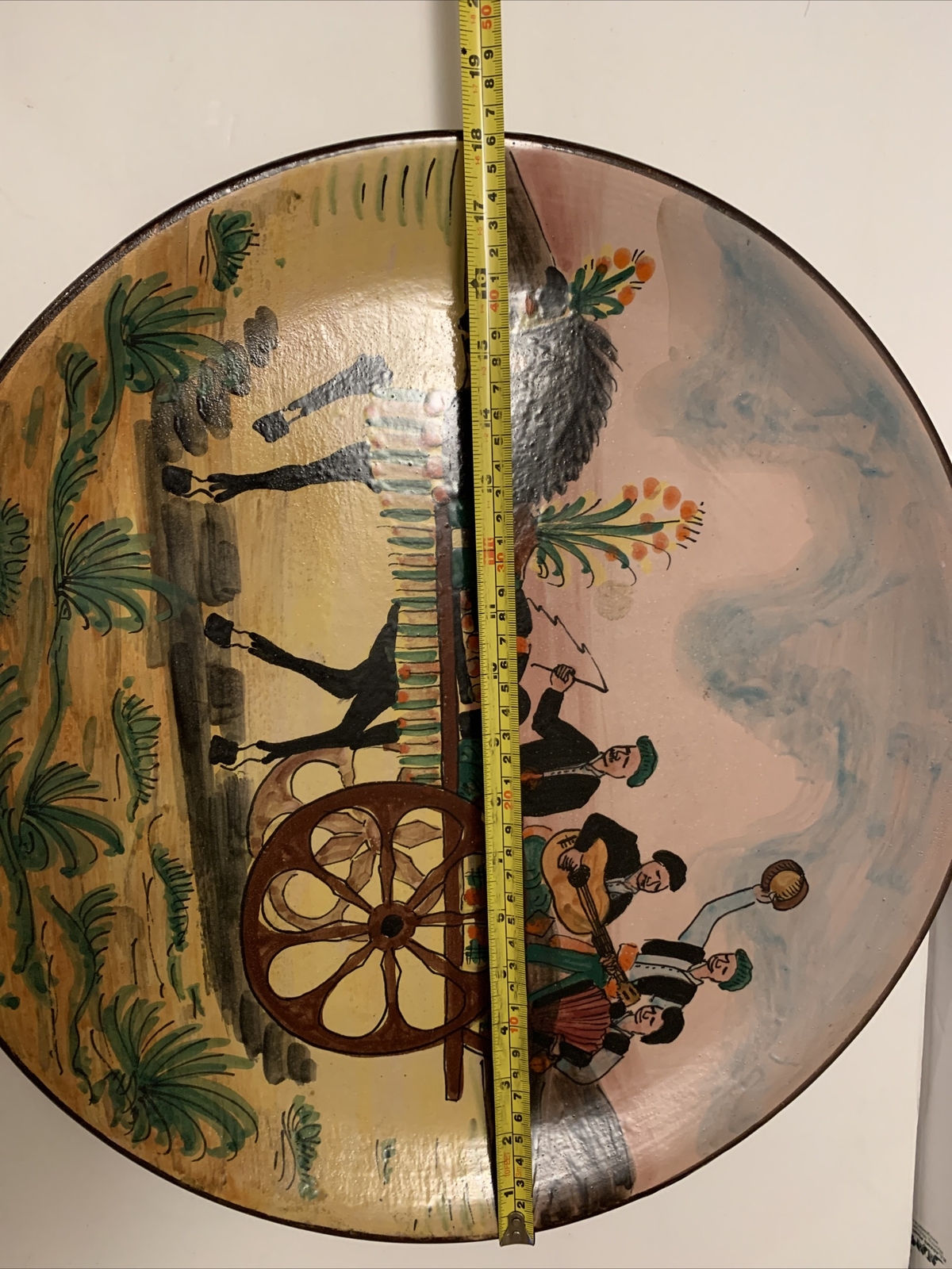 Santo Stefano Pottery Scaffidi Hand Painted Large Wall Hanging Plate Sicily 18”