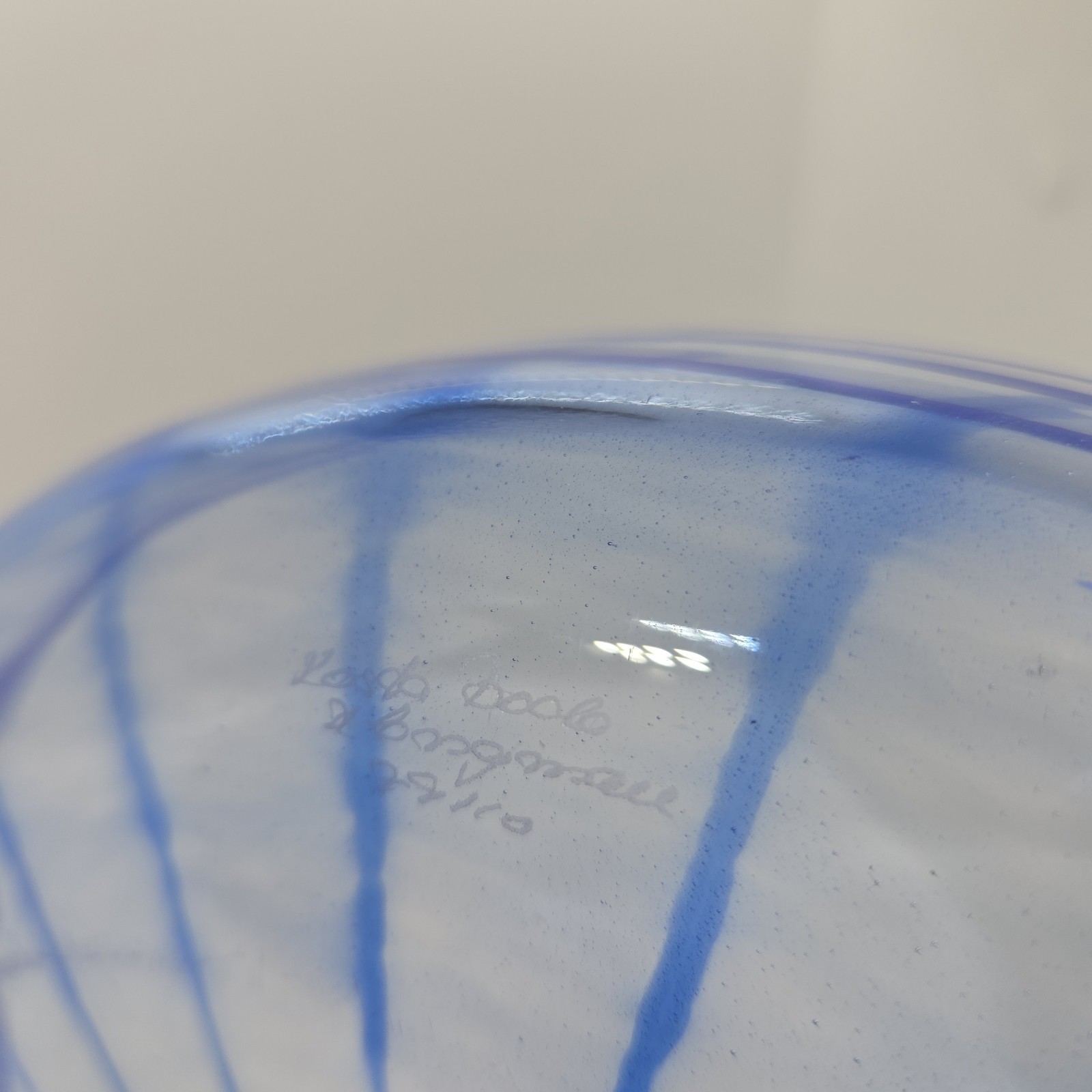 Vintage Kosta Boda Blue Swirl Bowl 12.75″