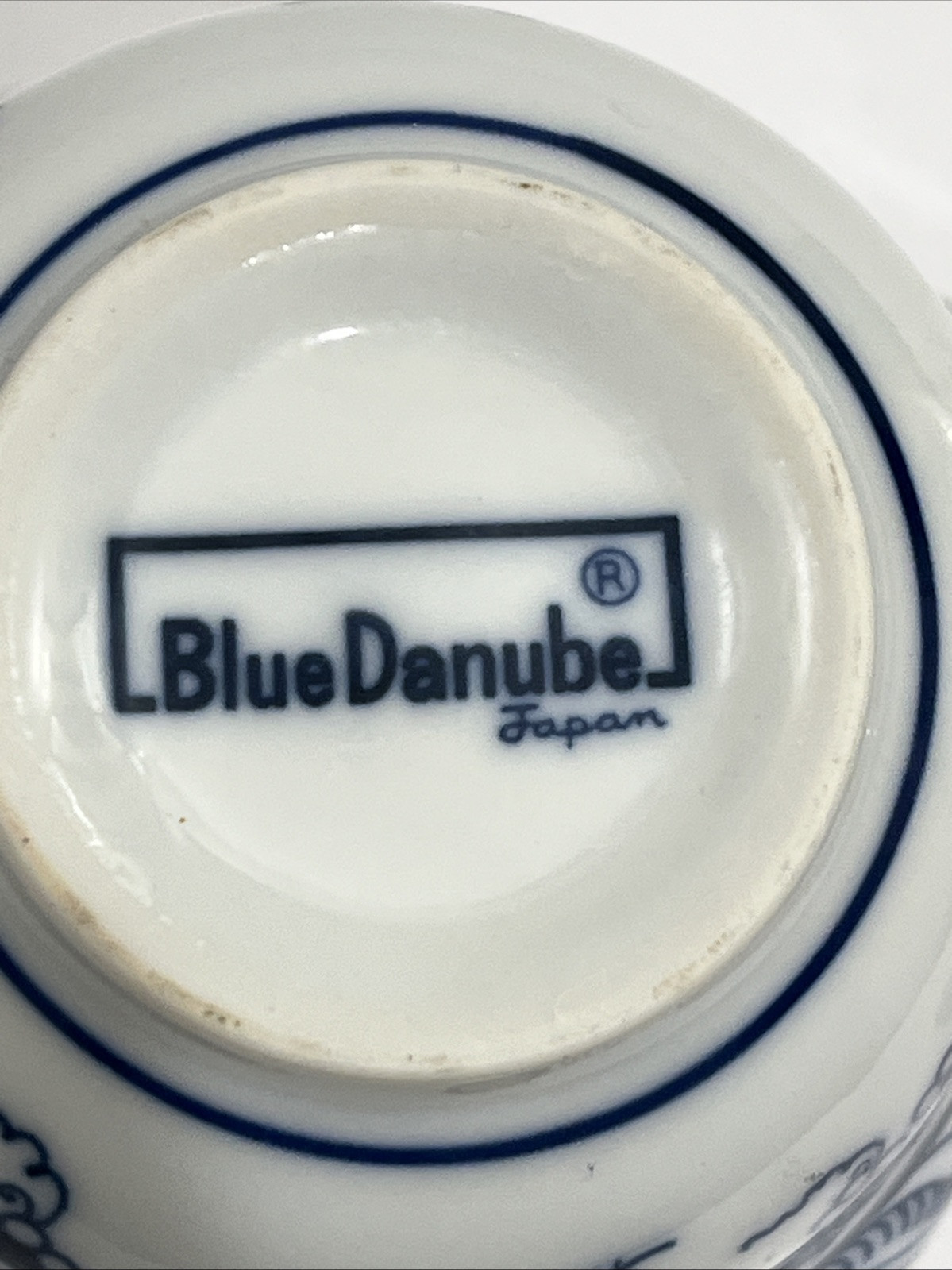 Blue Danube China Set Cup And Saucer w/ Ribbon / Banner Logo