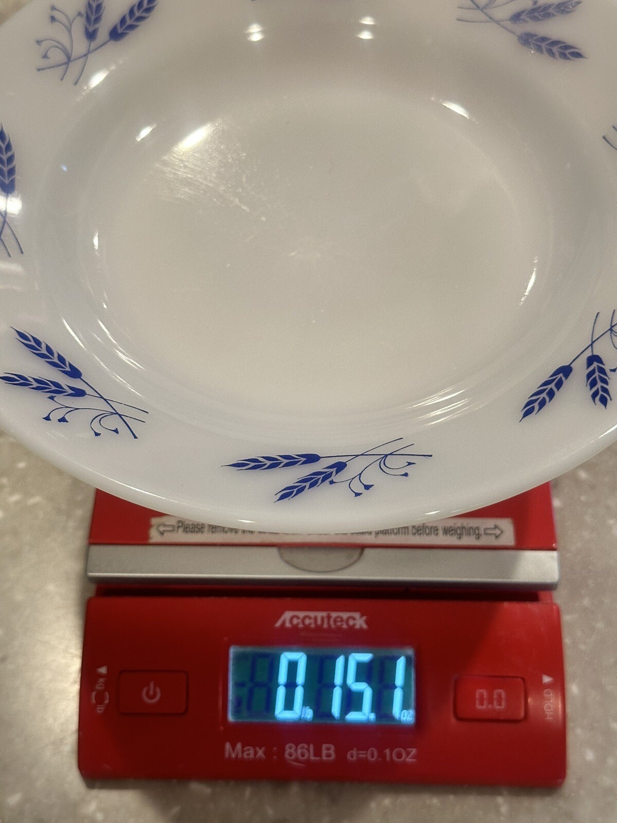 Colorex 54AB Milk Glass 9” Dinner Plate Vintage Blue Wheat Pattern Portugal