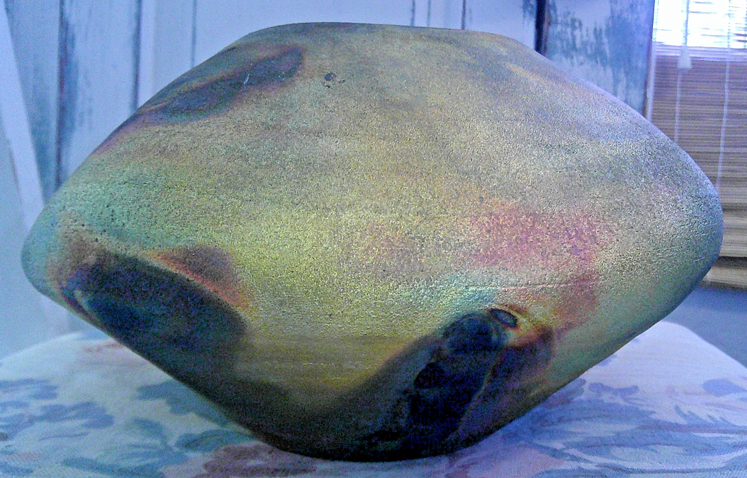VINTAGE MICHAEL WEINBERG HAND MADE RAKU POTTERY VASE BOWL SIGNED GLAZED BASIN