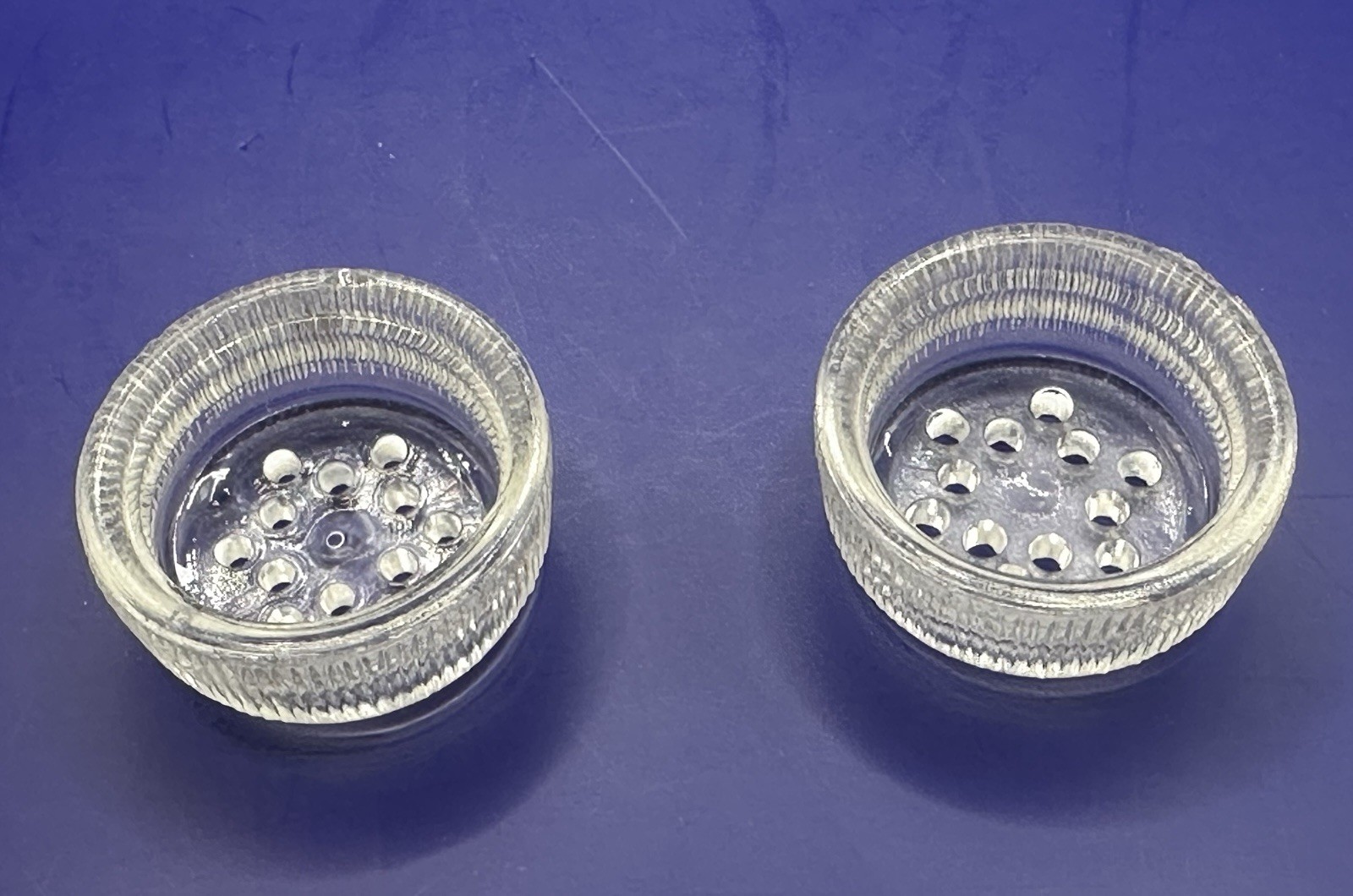 1 Set Of Fostoria American Clear 7 Piece Cloverleaf Condiment Set Used- Read-