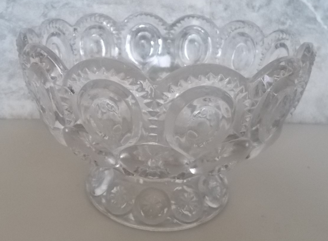 6″ Clear Leaded Glass Pedestal Bowl Dish B