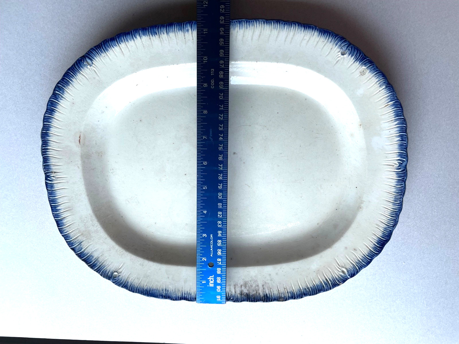 Antique Marked Adams Staffordshire Blue Feather Edge Platter 14-3/4” x 11-5/8”