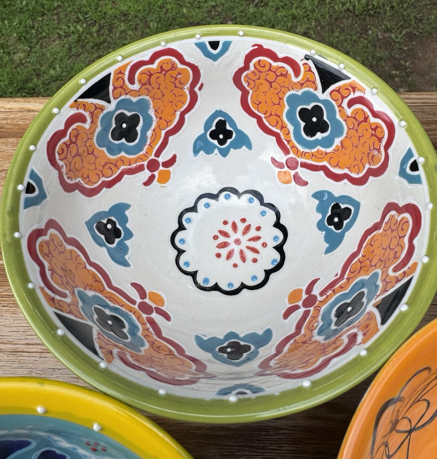 Set of 5 Yokohama Studio 6” Hand-Painted Ceramic Bowls, 1 Crack