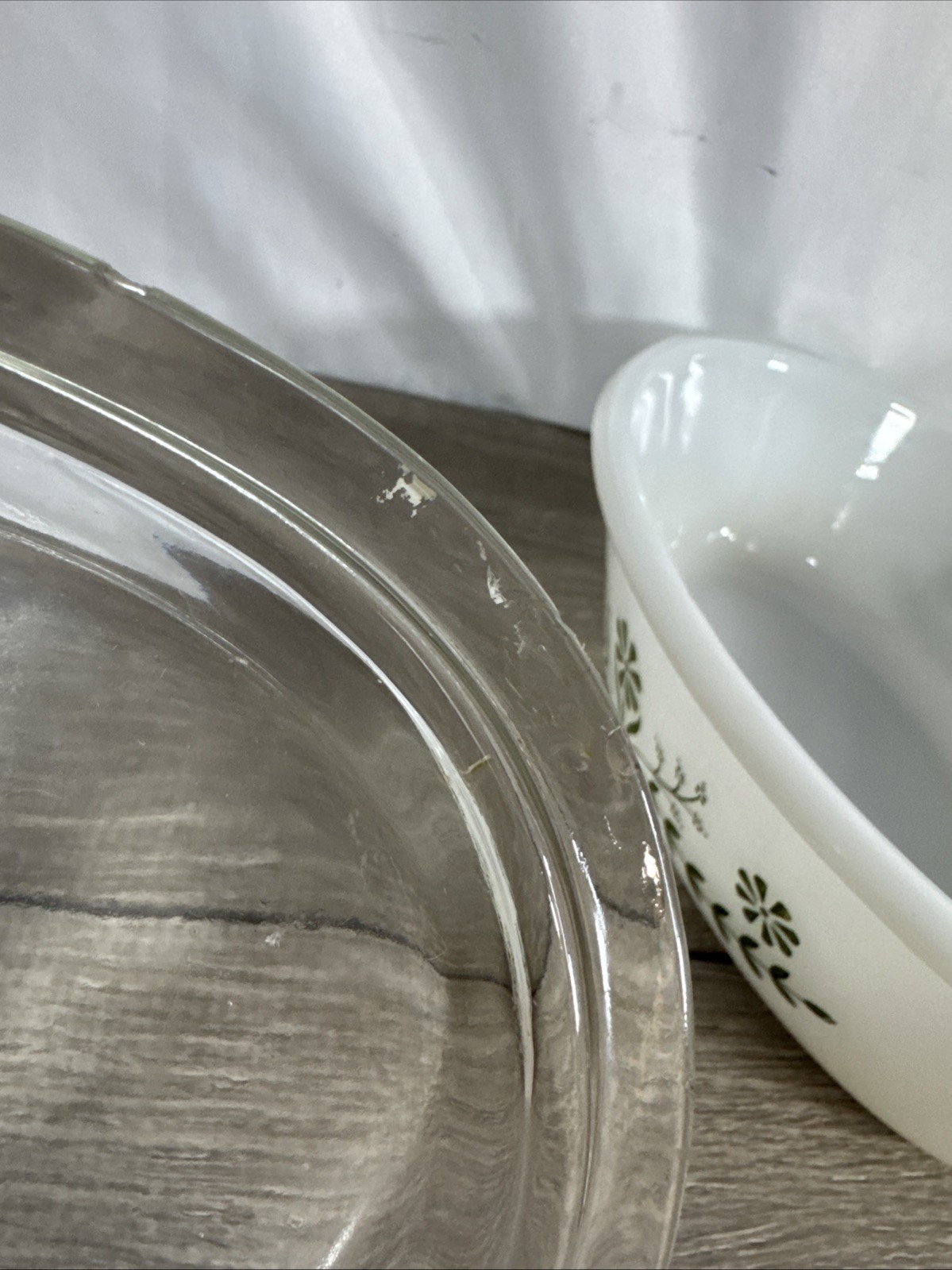 Vintage Glasbake J235 1QT Casserole Dish Green Daisy Milk Glass Oval with Lid