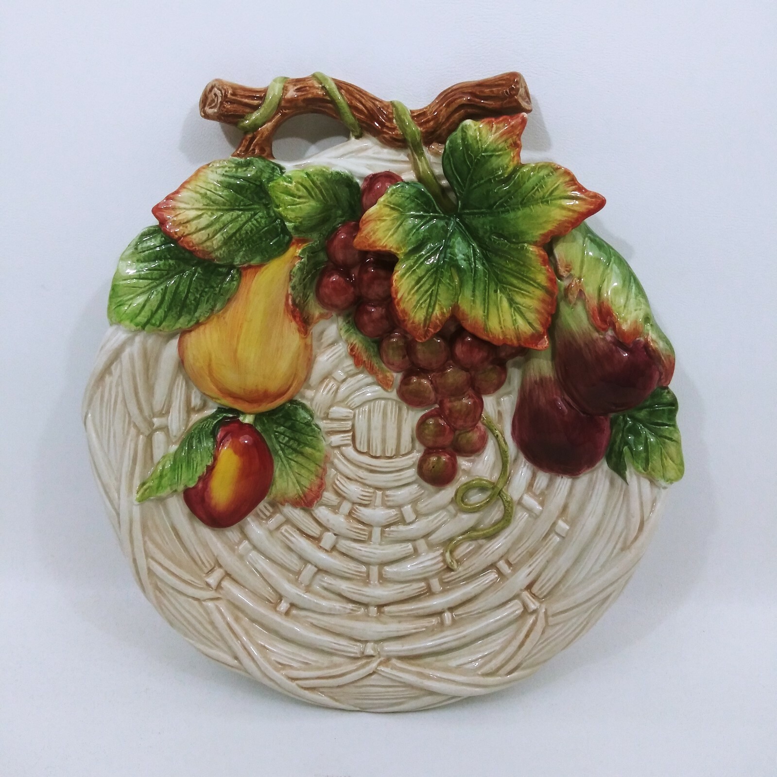 Fitz and Floyd Classics Country Gourmet 10″ Canape Plate Embossed Fruit & Leaves