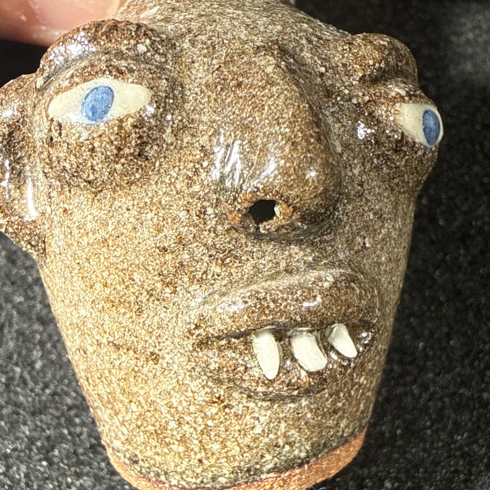 VTG 2 Joe Reinhardt Folk Art Pottery Mini Face Jugs Catawba Valley Vale NC 1995