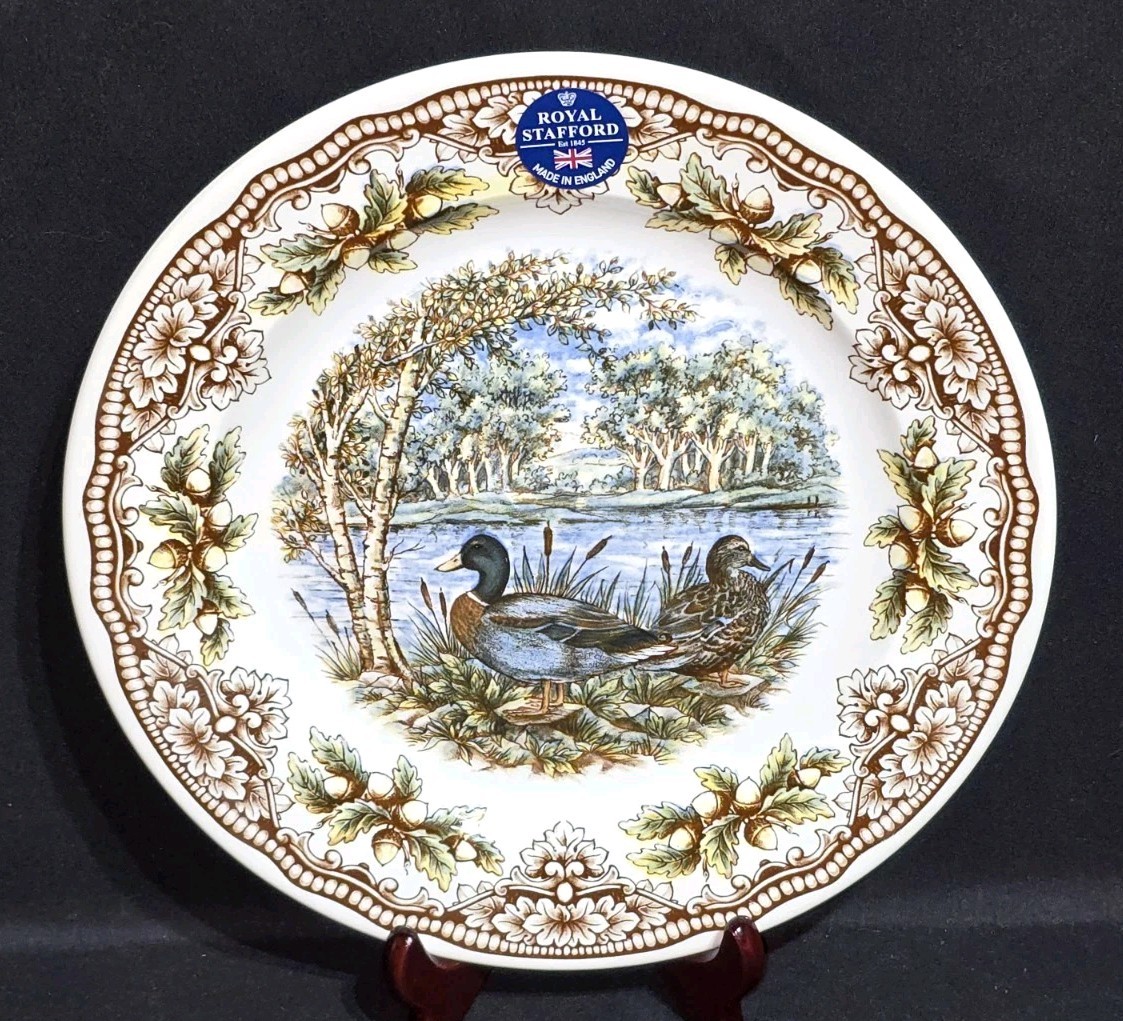 One New Royal Stafford Homeland Collection Ducks Dinner Plate 11″ England