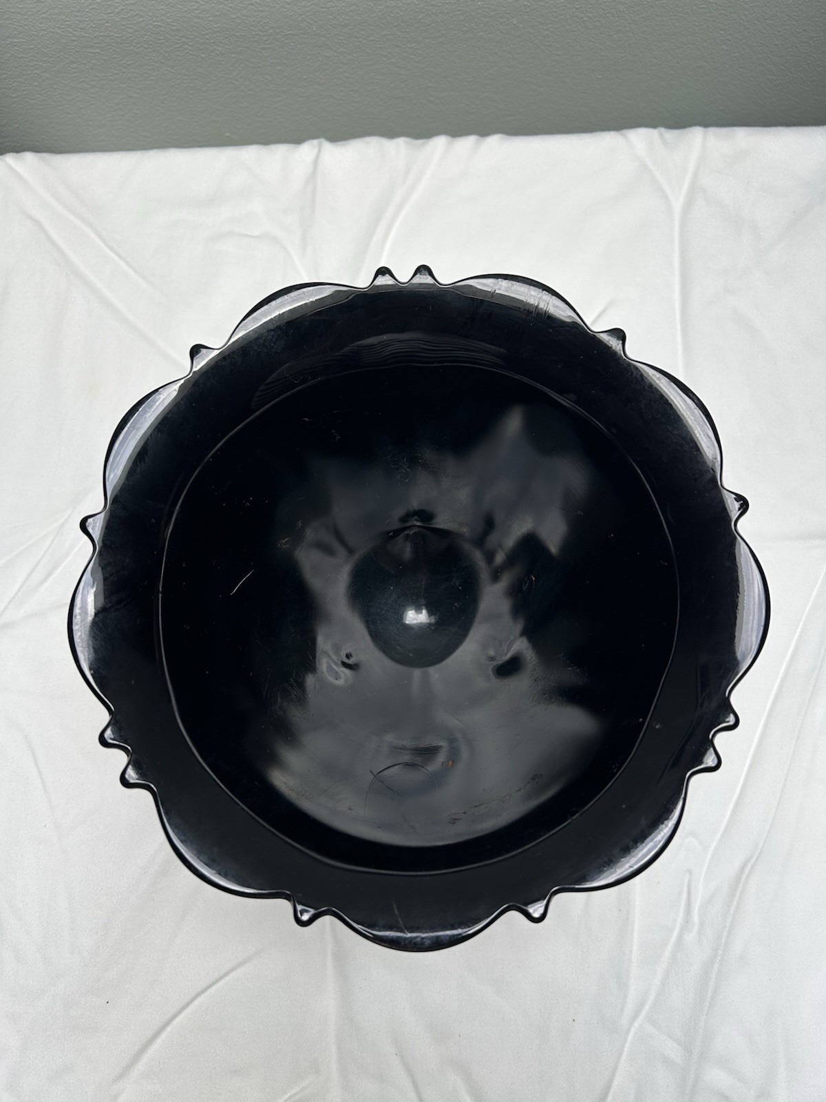 Mt Pleasant Black Amethyst Glass 3-Sided Double Shield Candy Bowl, L. E. Smith