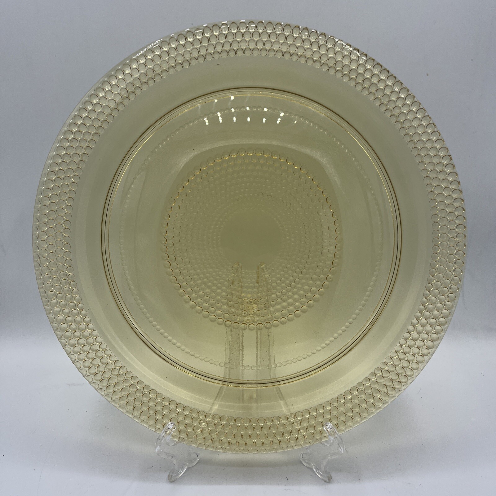 Vintage Mid Century Modern Twelve Piece Textured Amber Glass Plate & Cup Set