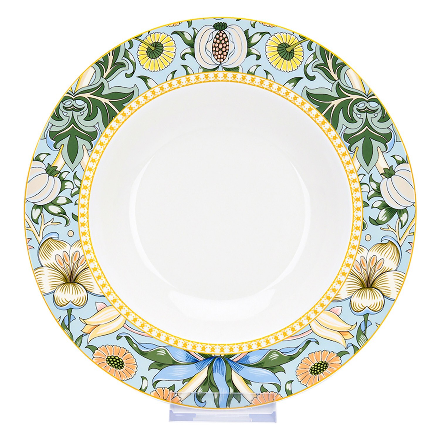 24pc Bone China Dinner Service Set Porcelain Dinnerware MORRIS GARDEN Turquoise