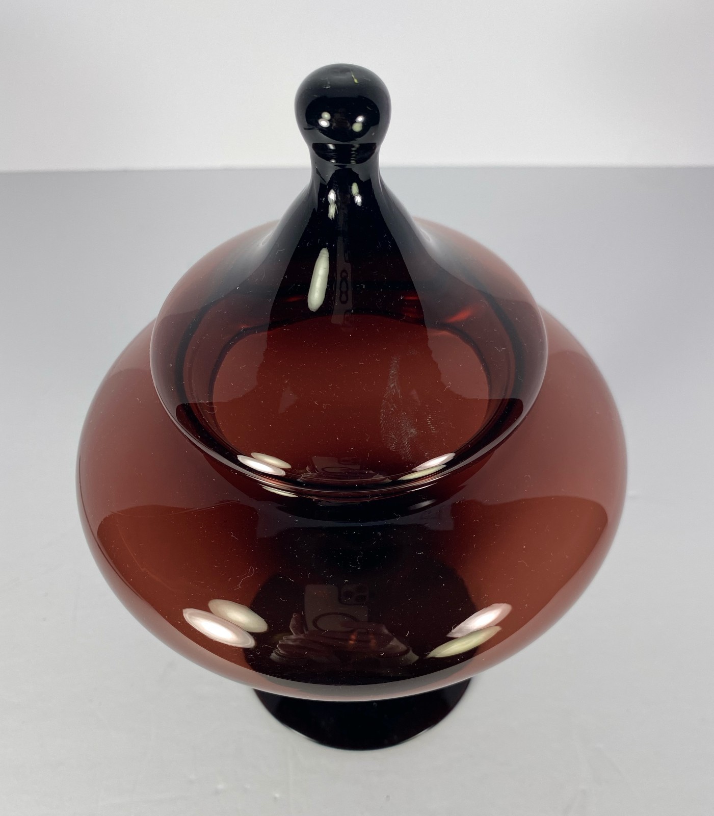 Vintage Empoli Amethyst Glass Apothecary Jar w/ Lid Mid Century Modern