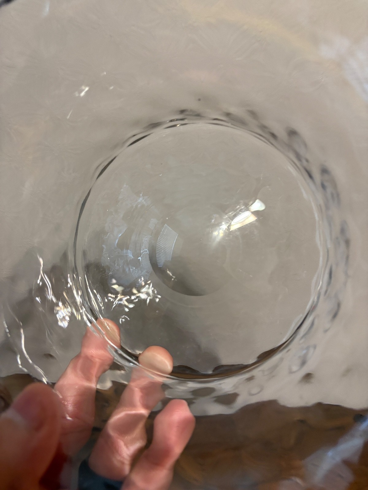 VTG FRY GLASS CO Black Threaded DIAMOND OPTIC Glass Centerpiece Bowl 11.75″W